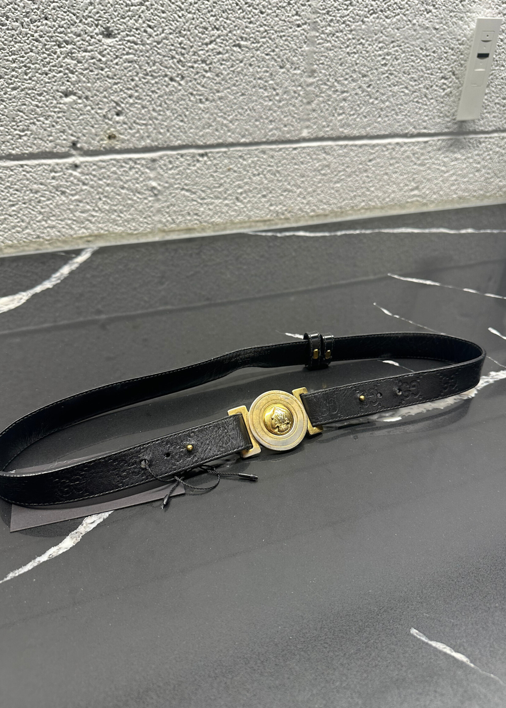 Gucci Black Monogram 'Hysteria' Belt 28"-30" AS IS