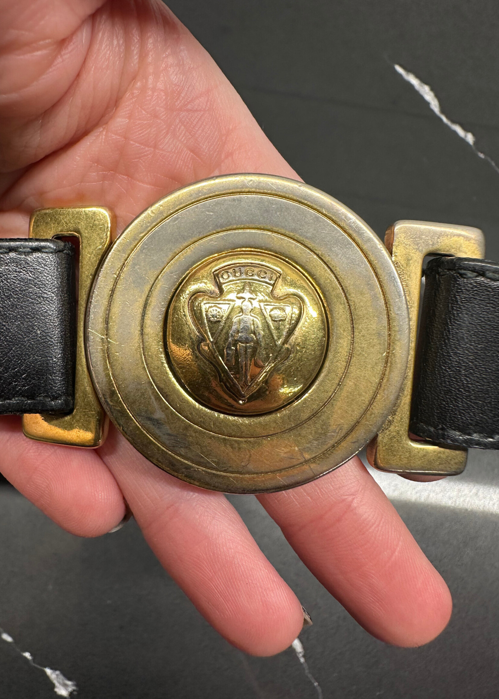 Gucci Black Monogram 'Hysteria' Belt 28"-30" AS IS