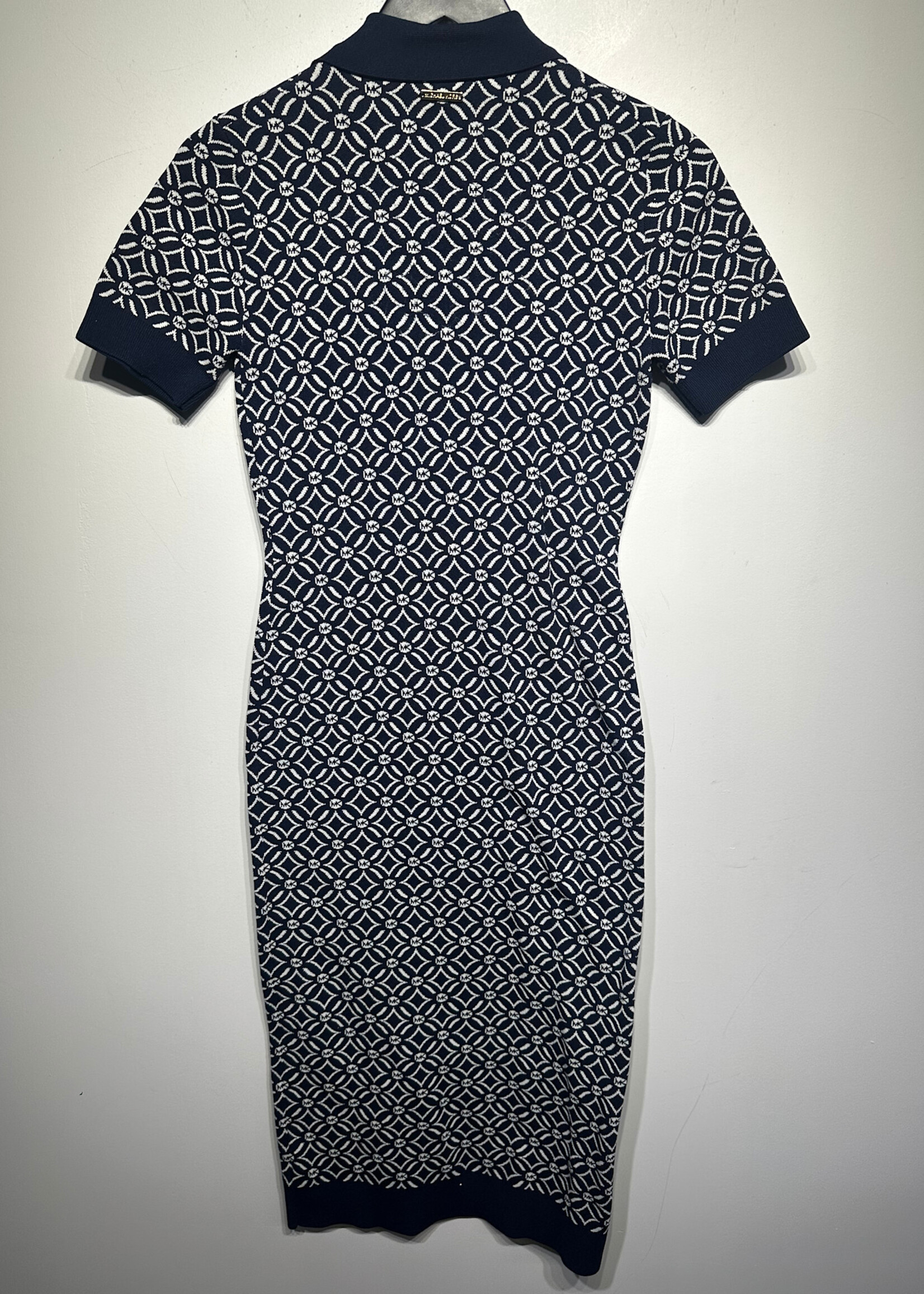 Michael Kors Navy Blue Monogram Knit Dress S