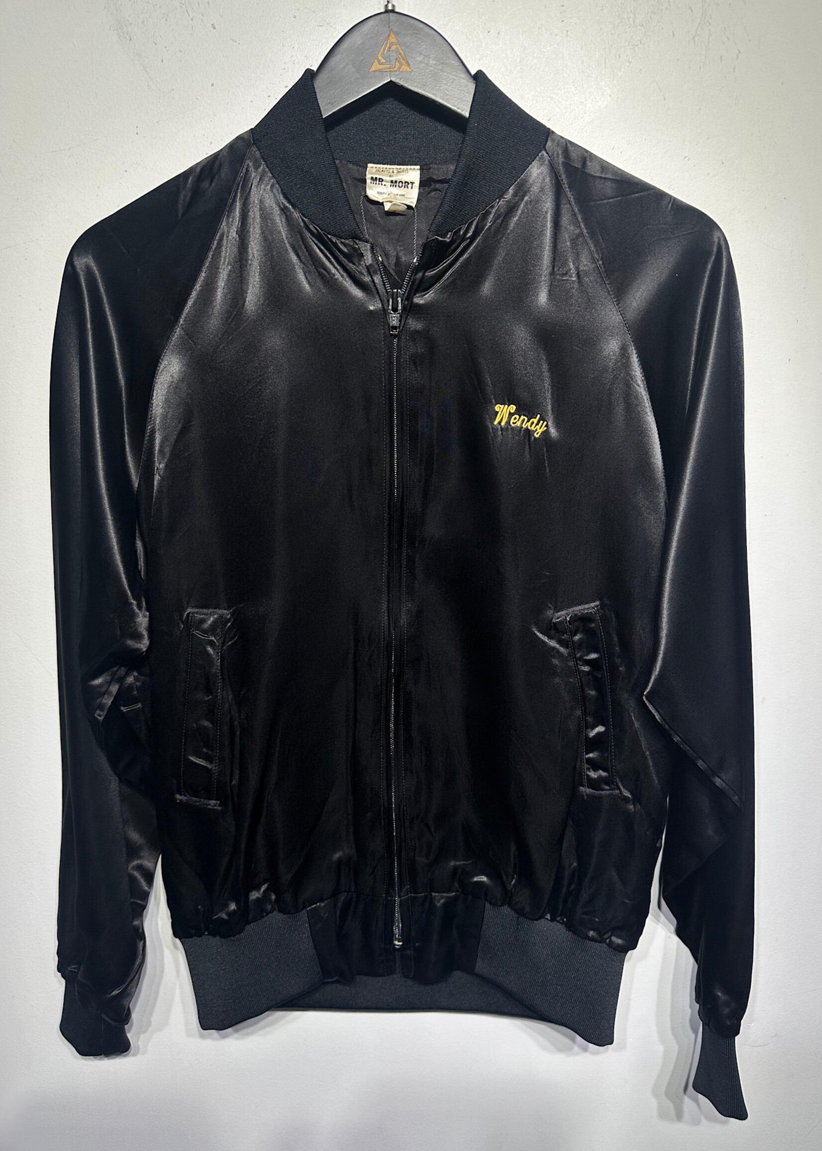 VINTAGE CAROLLOS BLACK SATIN JACKET S