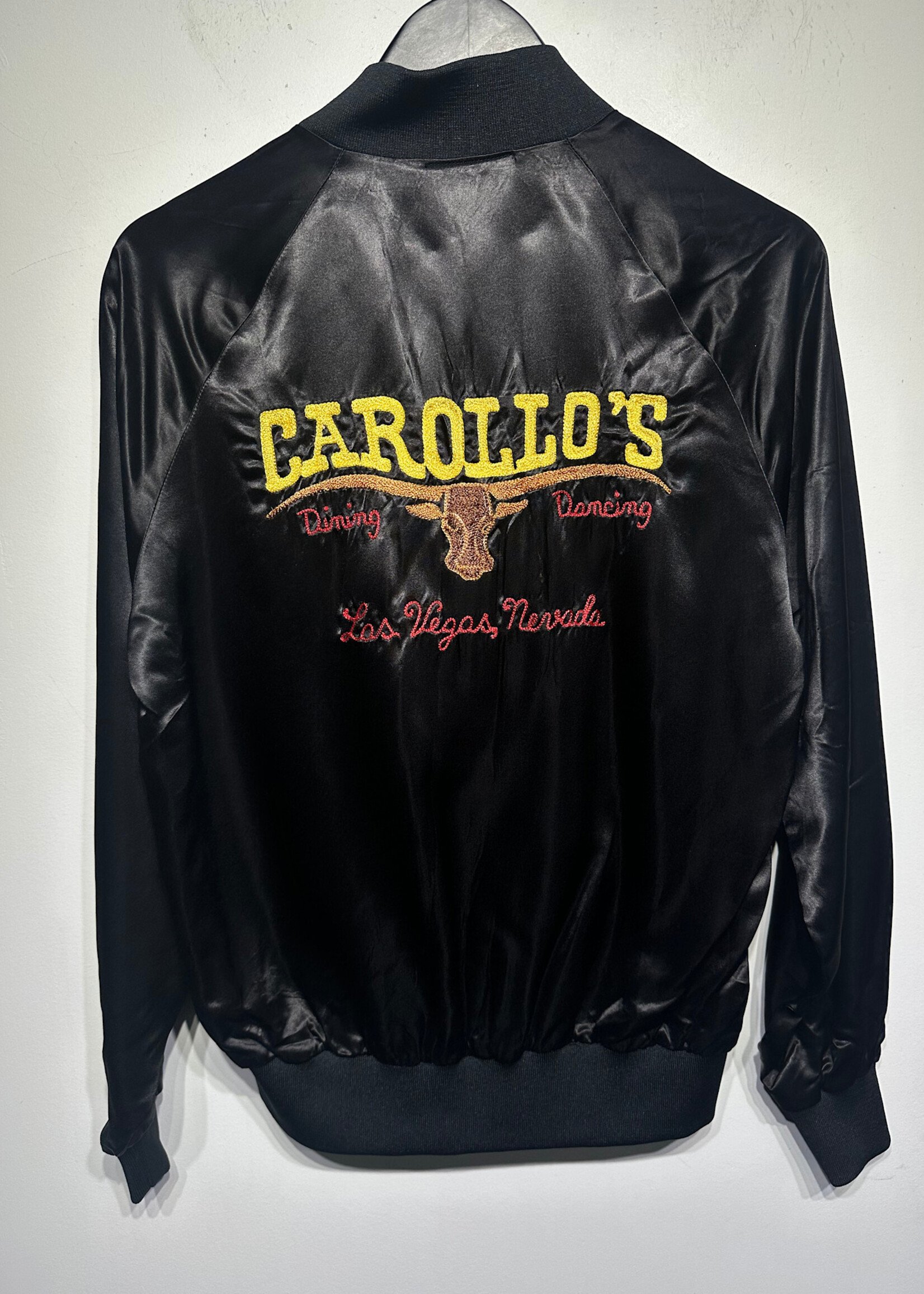 VINTAGE CAROLLOS BLACK SATIN JACKET S