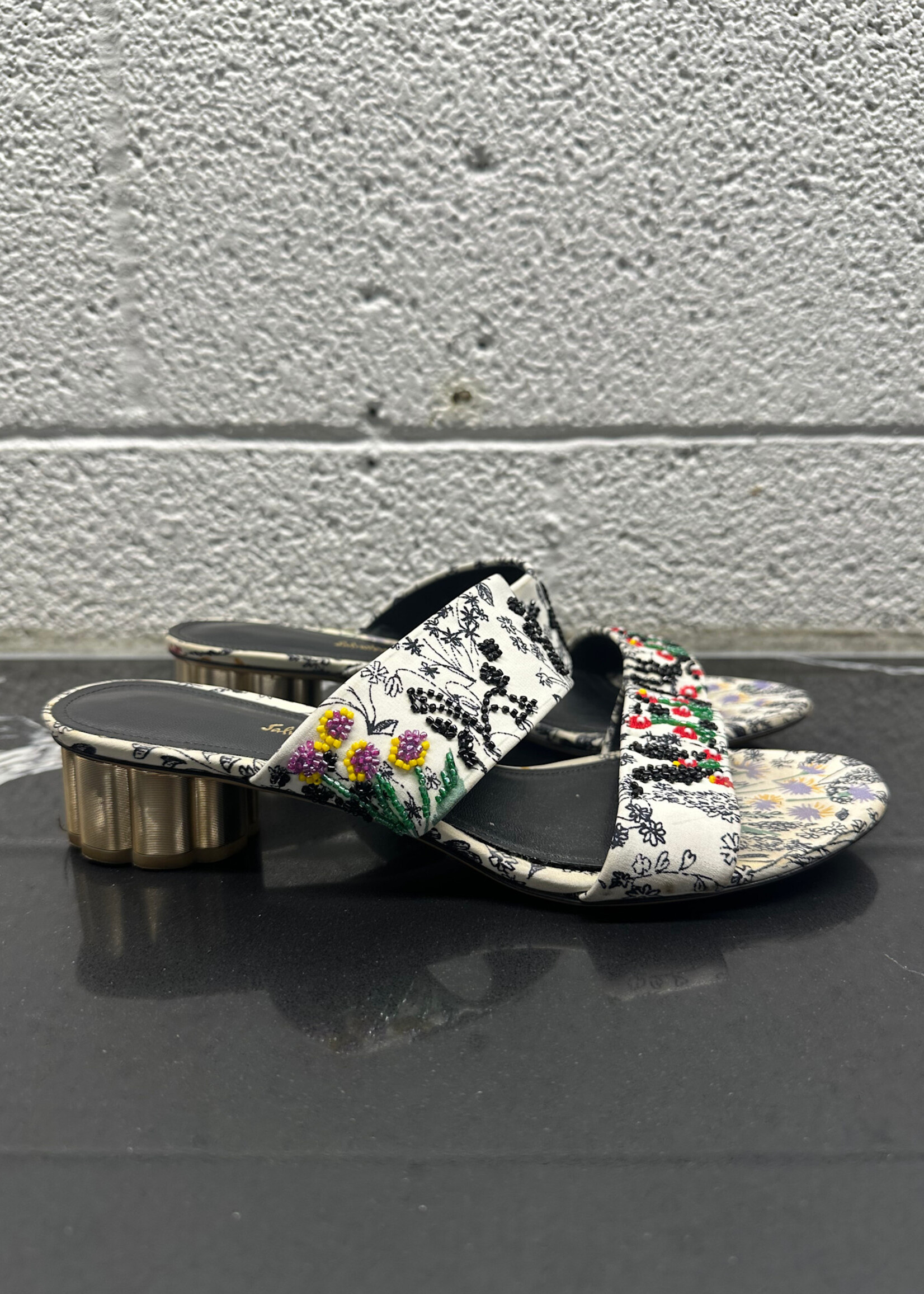 Ferragamo Floral Beaded Sandal 7