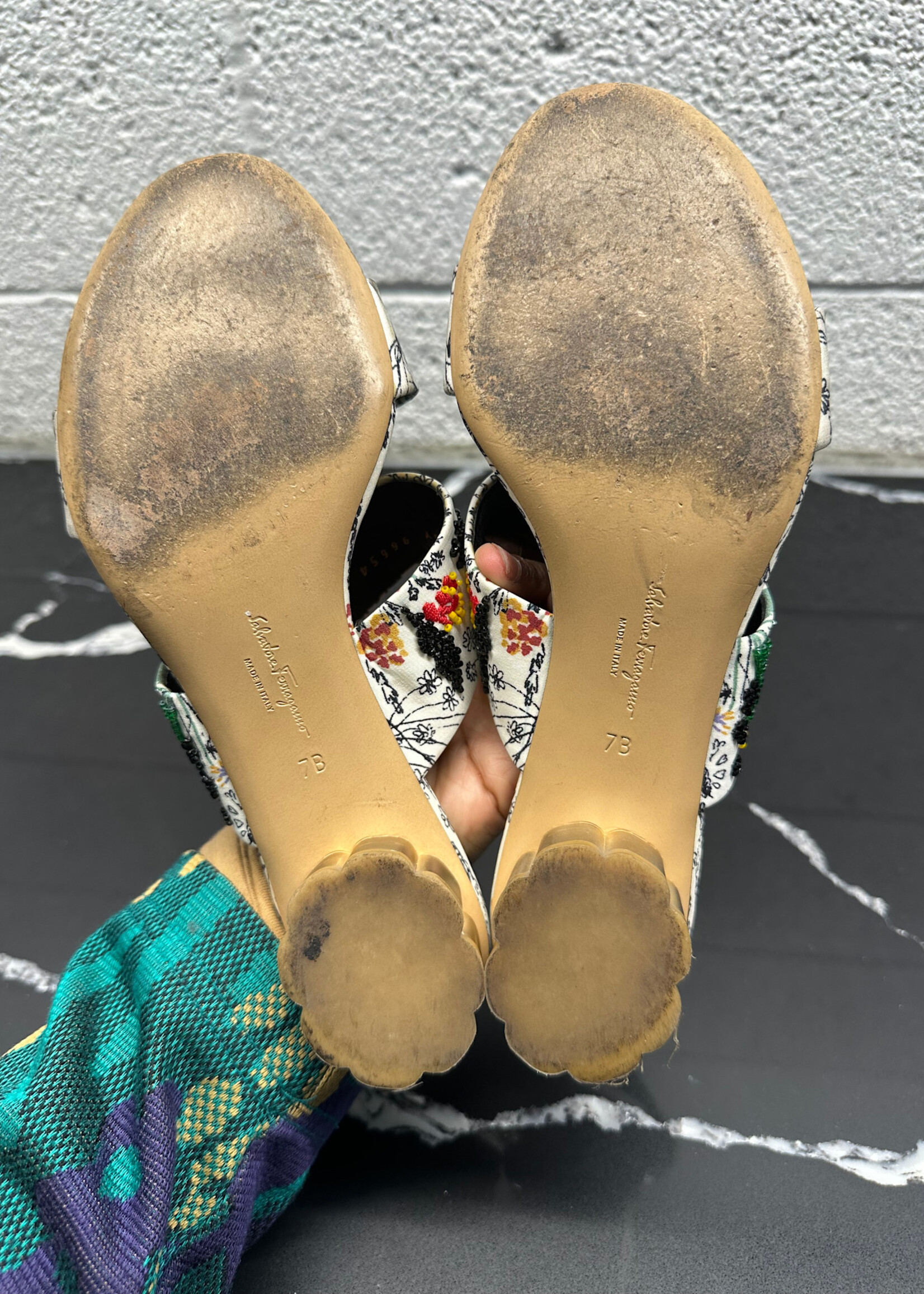 Ferragamo Floral Beaded Sandal 7