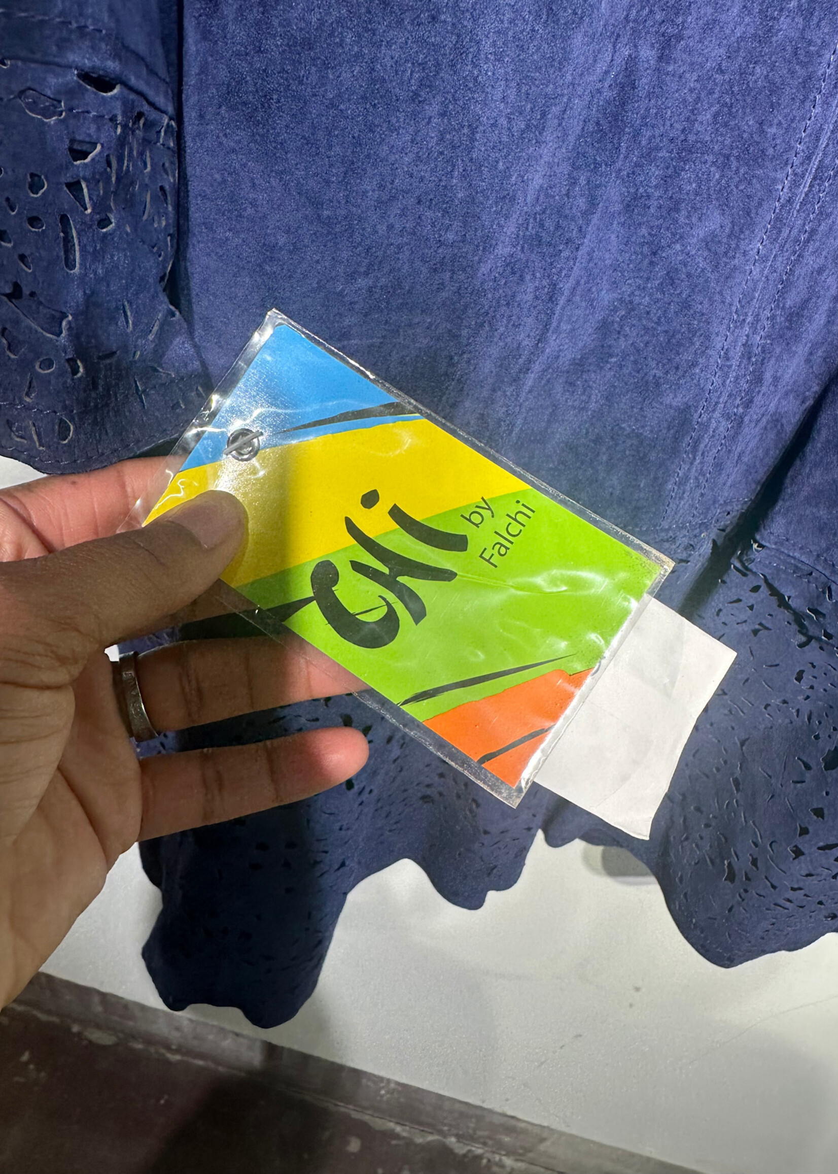 NWT Chi Navy Suede Cutout Coat Fem S