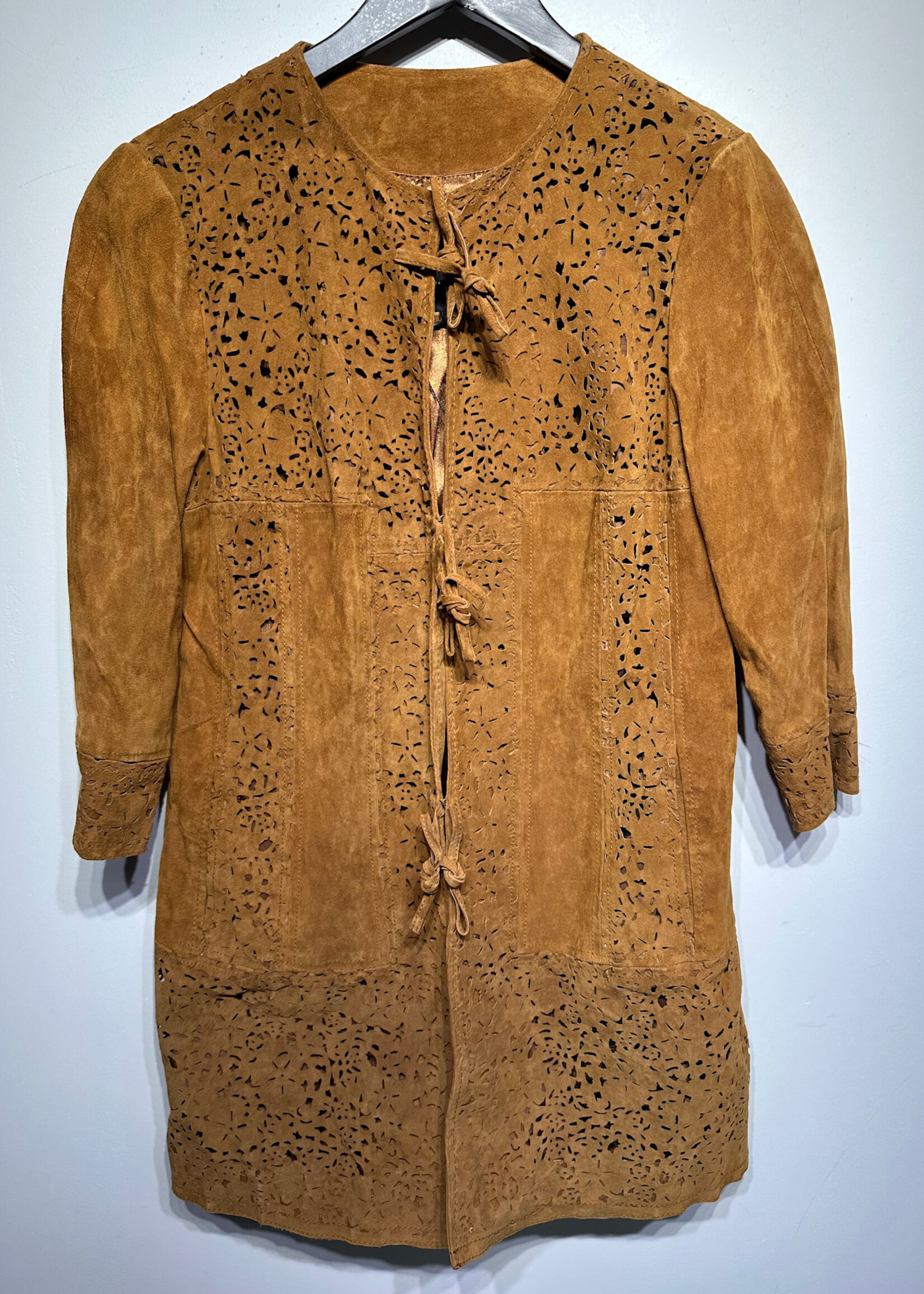 Chi Brown Suede Cutout Coat Fem S