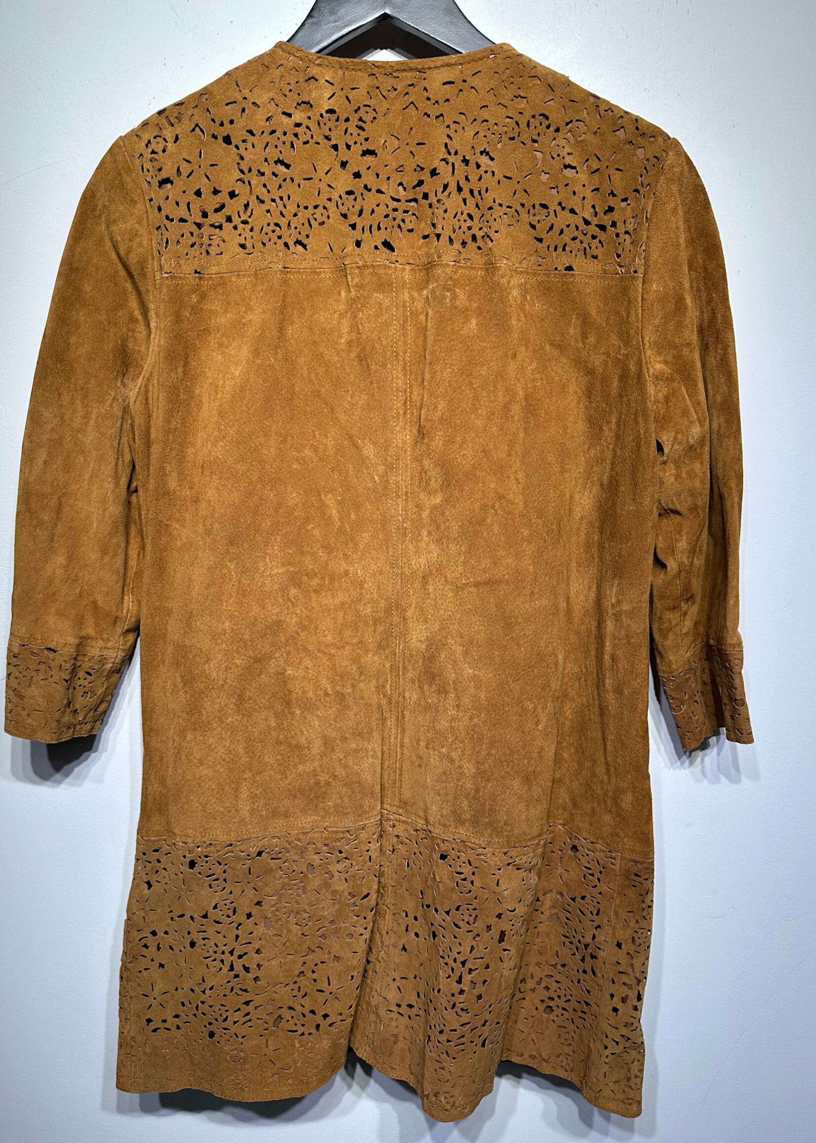 Chi Brown Suede Cutout Coat Fem S