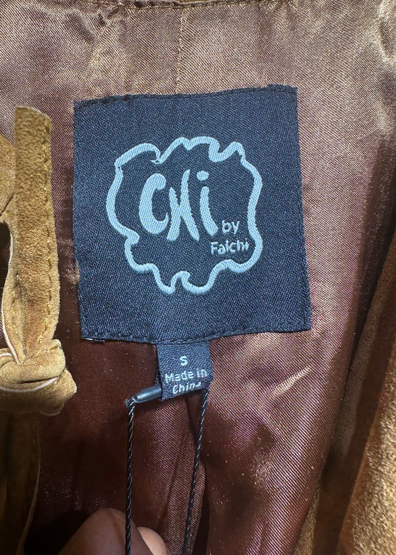 Chi Brown Suede Cutout Coat Fem S