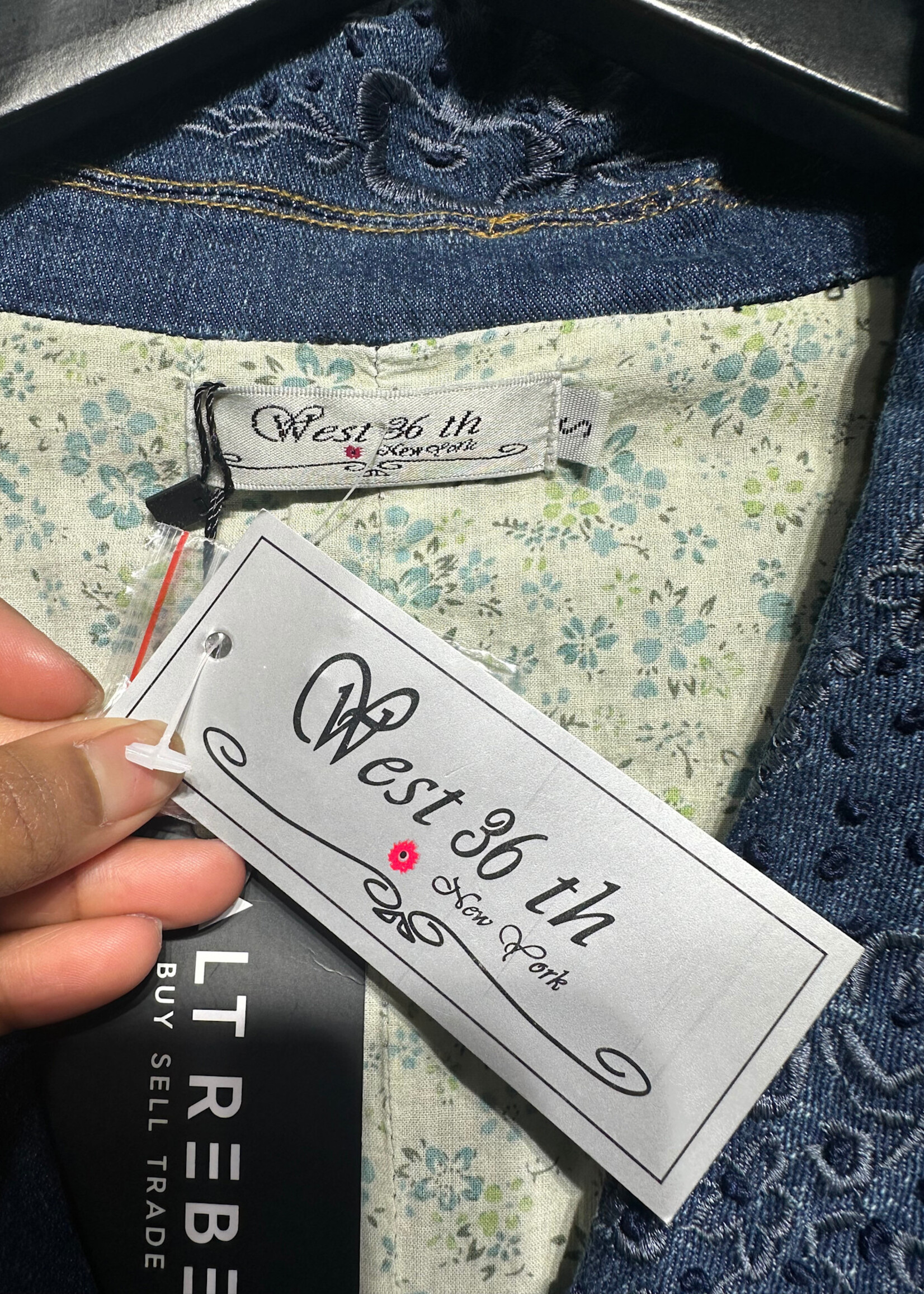 West 36th Denim Embroidered Jacket S