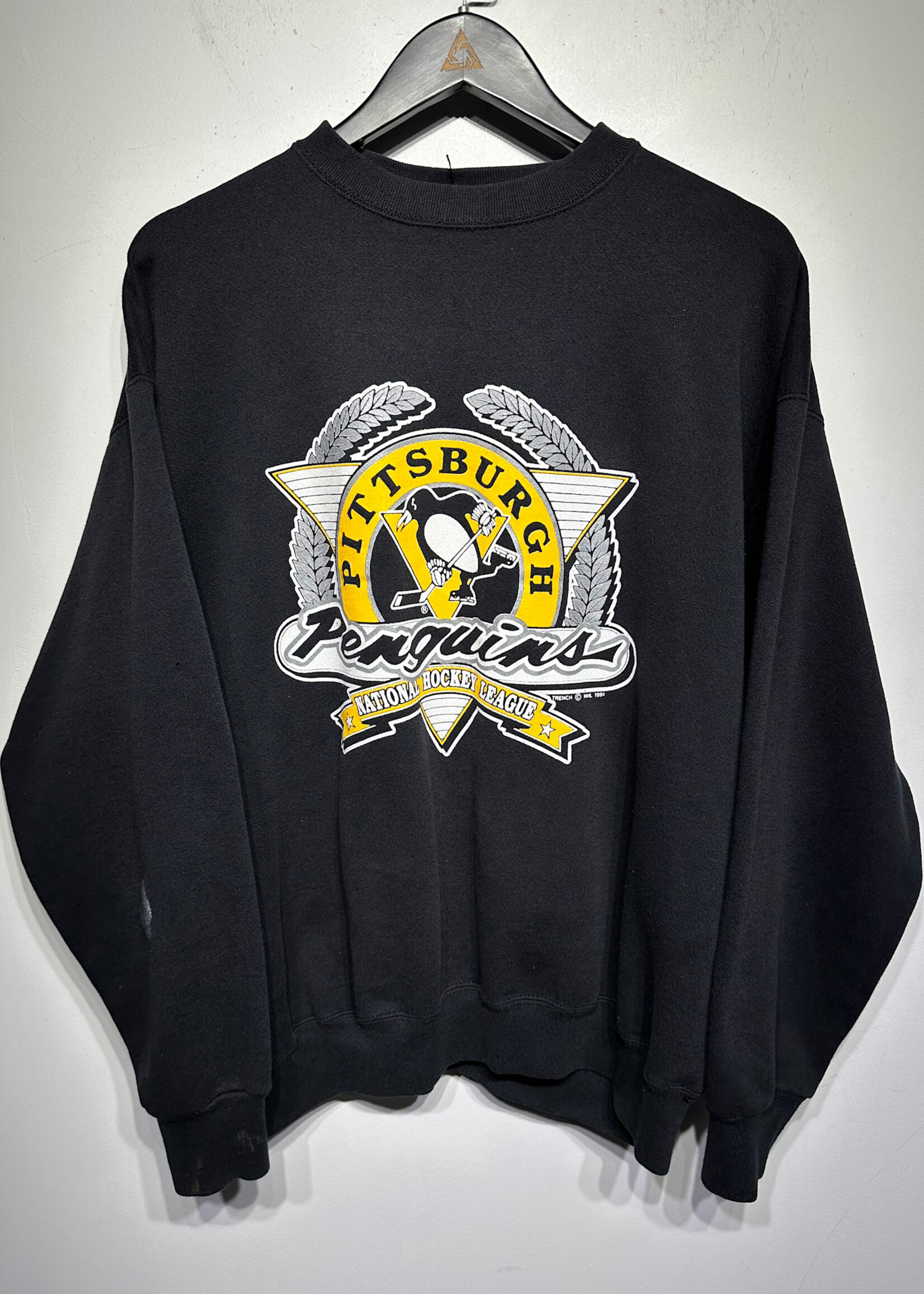 Pittsburgh Penguins Vintage Black Crew As Is XL