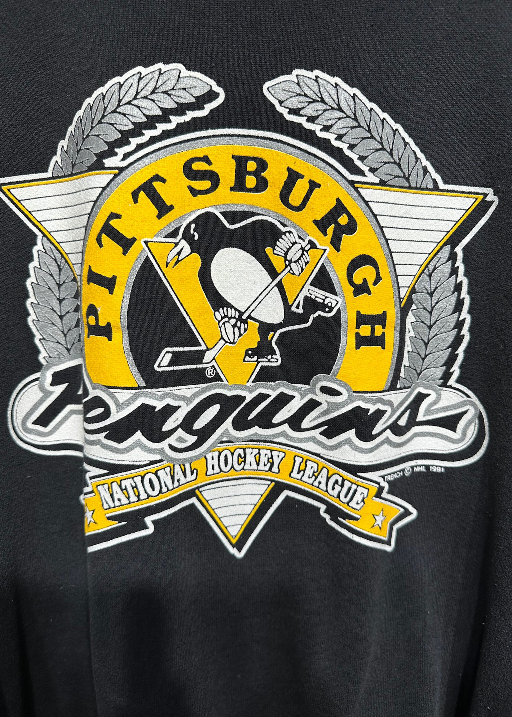 Pittsburgh Penguins Vintage Black Crew As Is XL