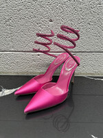 Rene Caovilla Satin Hot Pink Wrap Heel 37/7