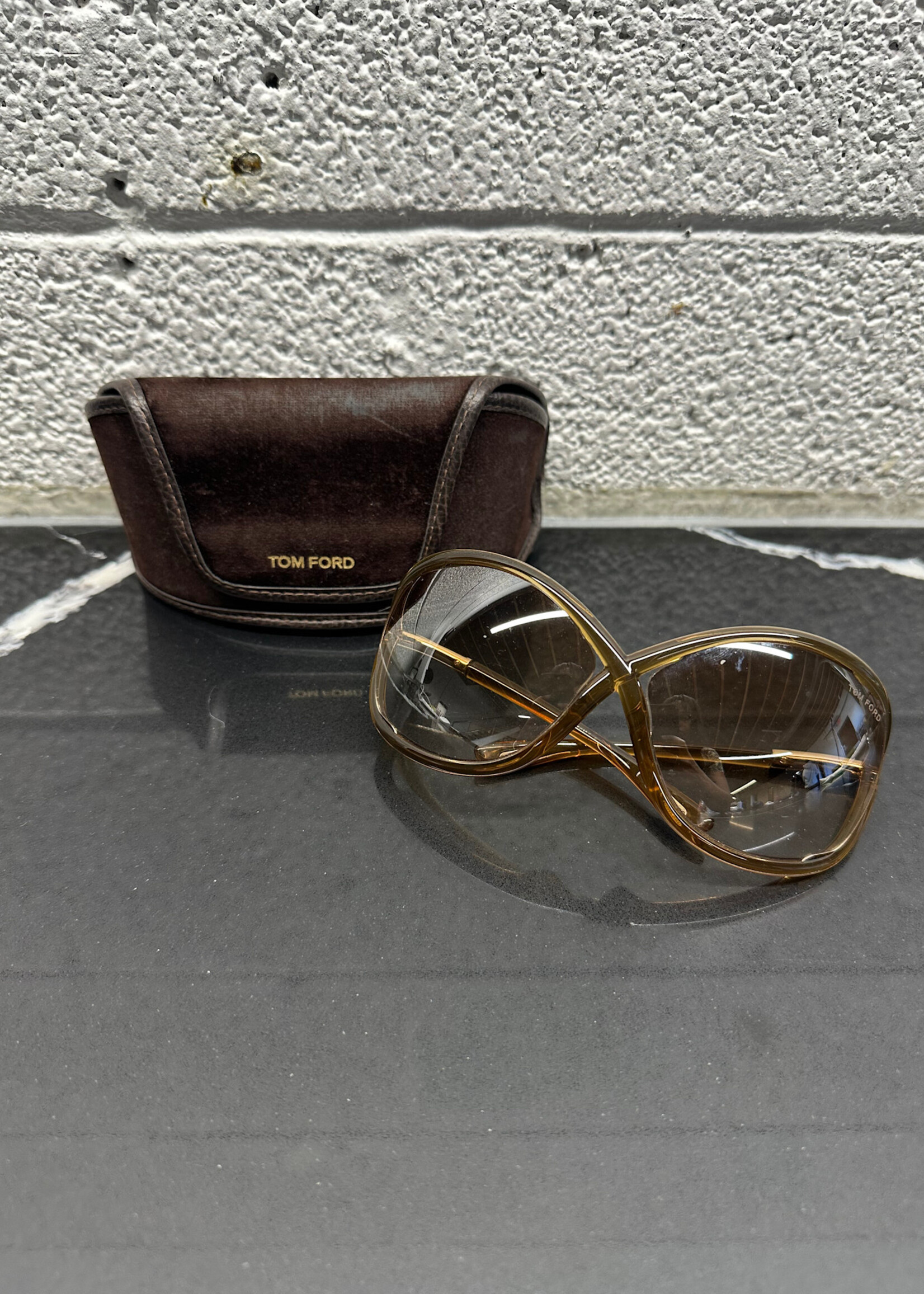 Tom Ford Y2K Tan Wide Sunglasses W CASE