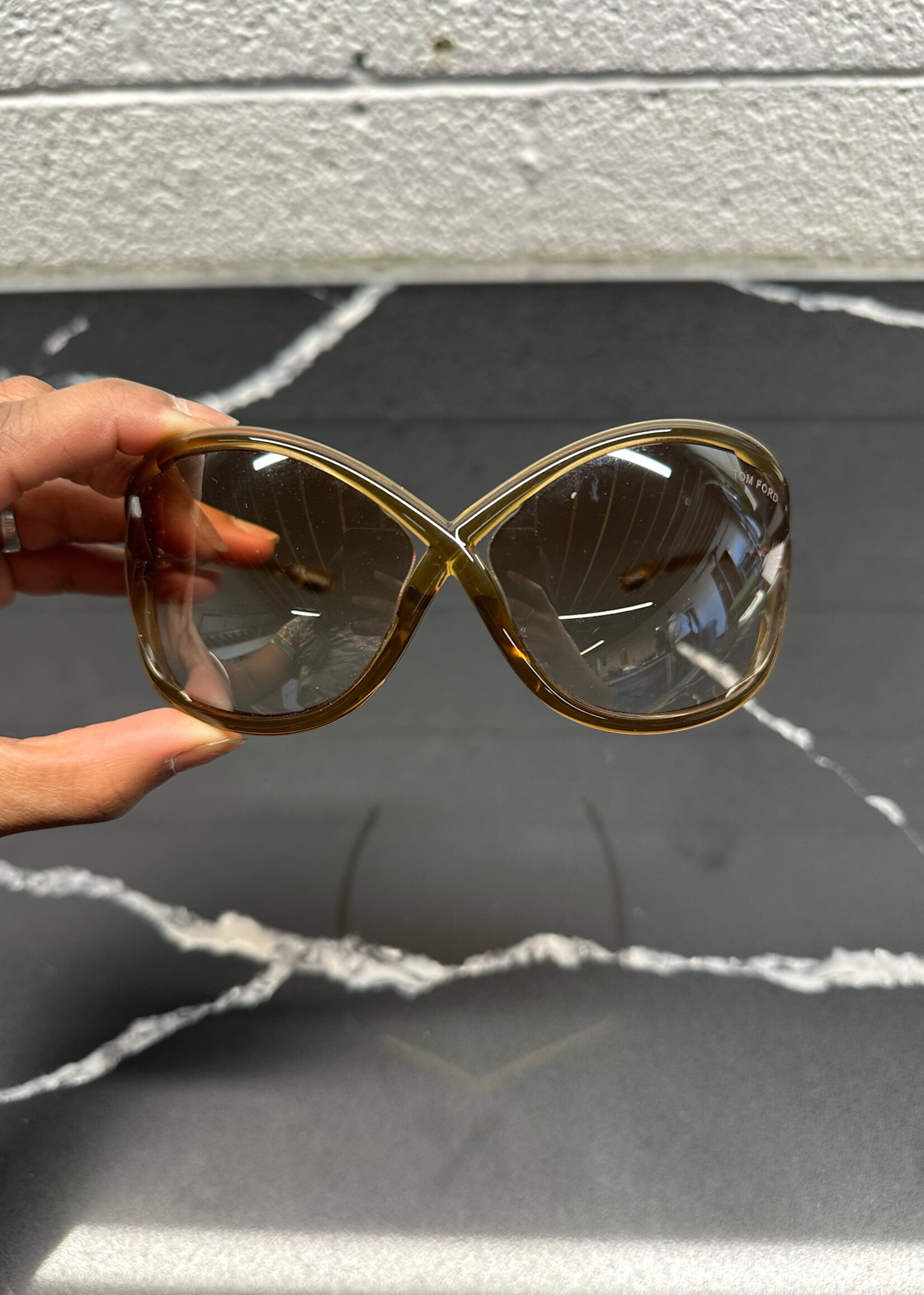 Tom Ford Y2K Tan Wide Sunglasses W CASE