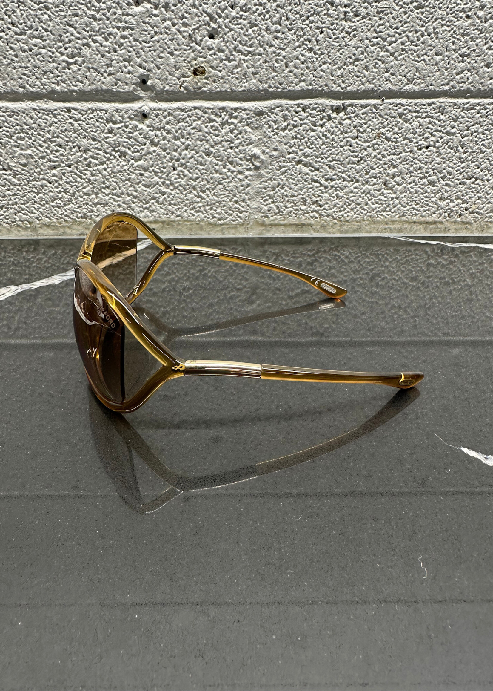 Tom Ford Y2K Tan Wide Sunglasses W CASE