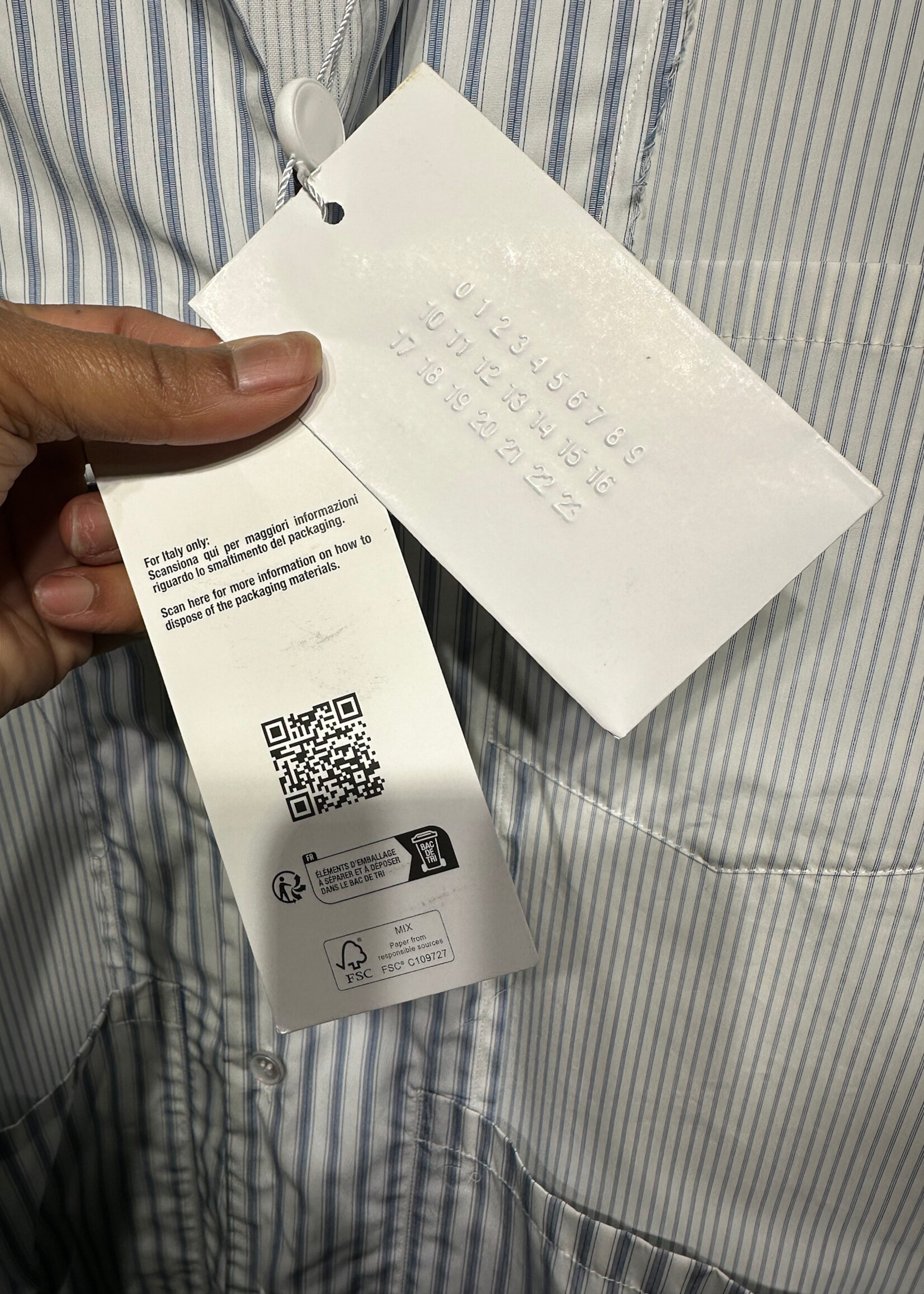 NWT Margiela White/Blue Patchwork Striped B/U XL