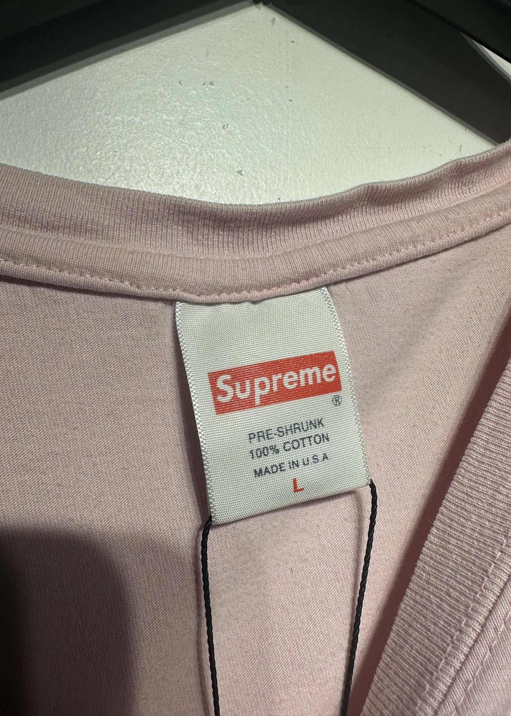 Supreme Pink Flaming Strawberry Logo Tee L