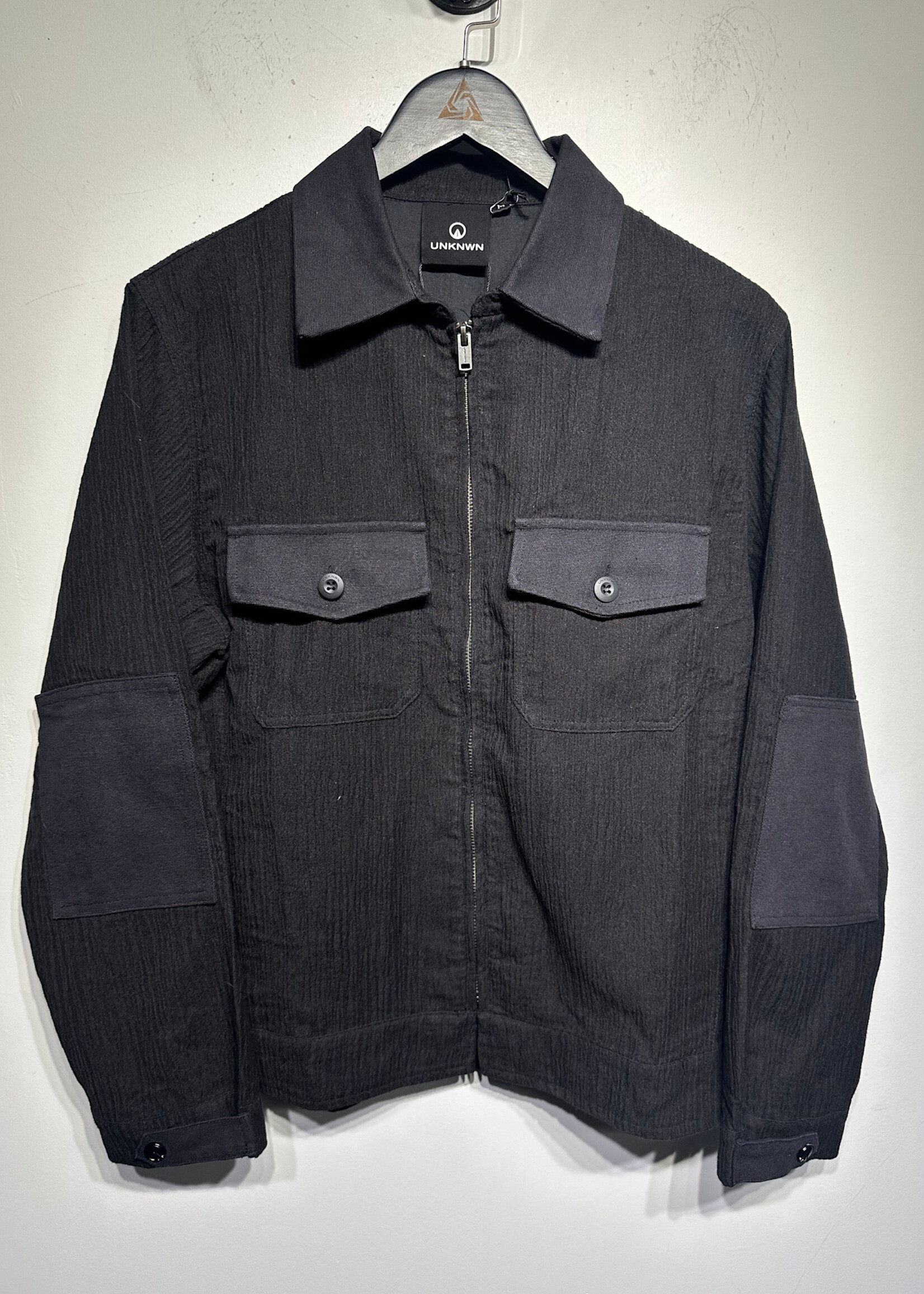 NWT UNKNWN Black Textured Zip Jacket M