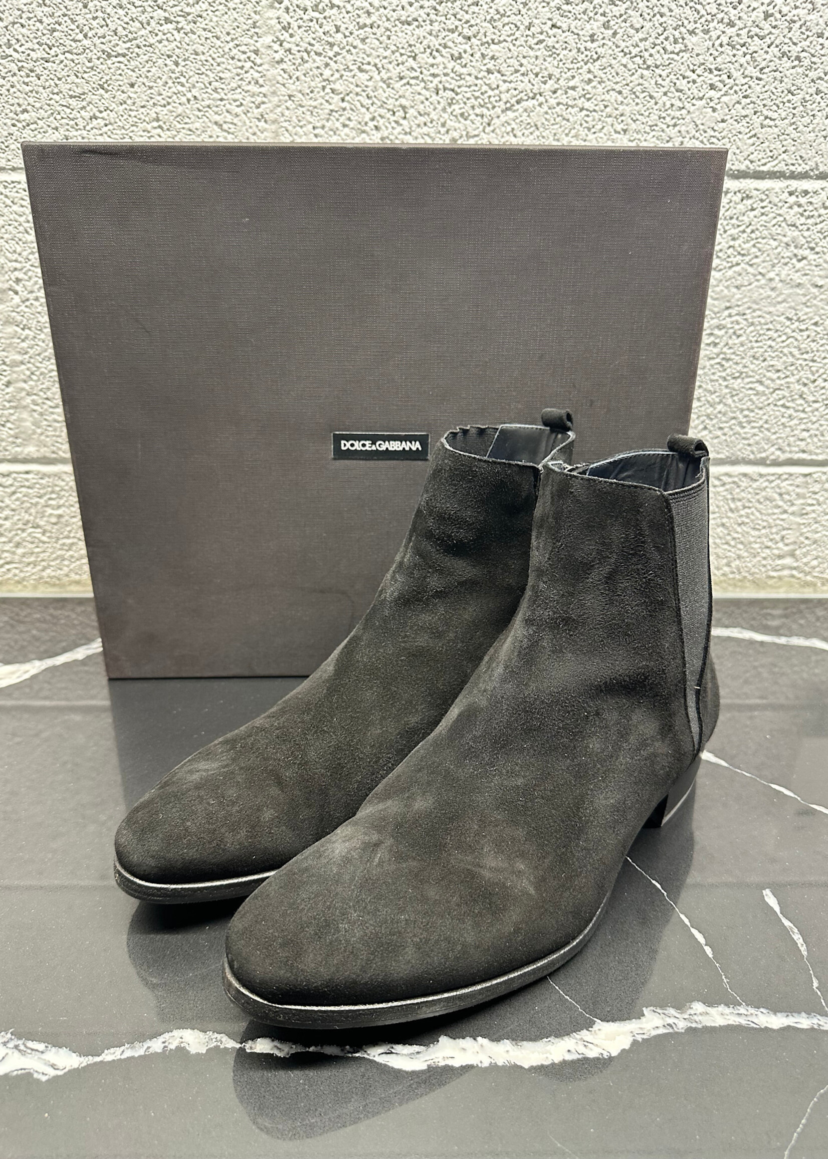 Dolce & Gabbana Black Stretch Chelsa Boot Masc 9