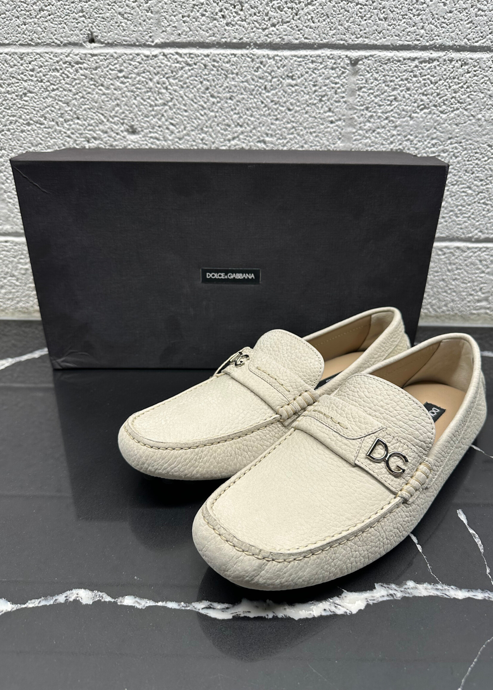 Dolce & Gabbana White Gray Loafer Masc 9