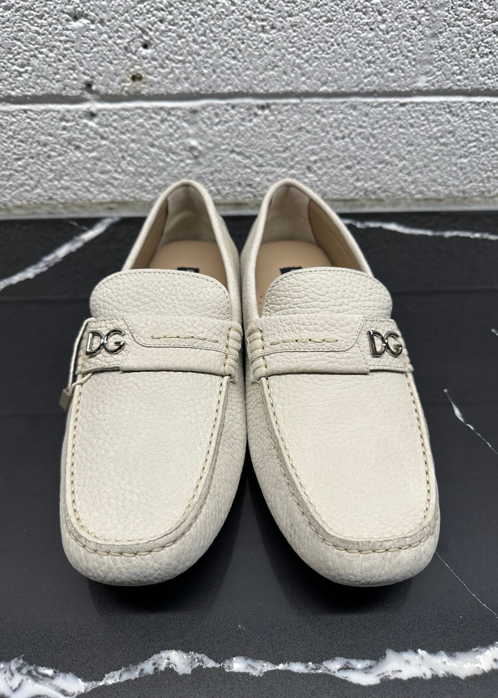 Dolce & Gabbana White Gray Loafer Masc 9