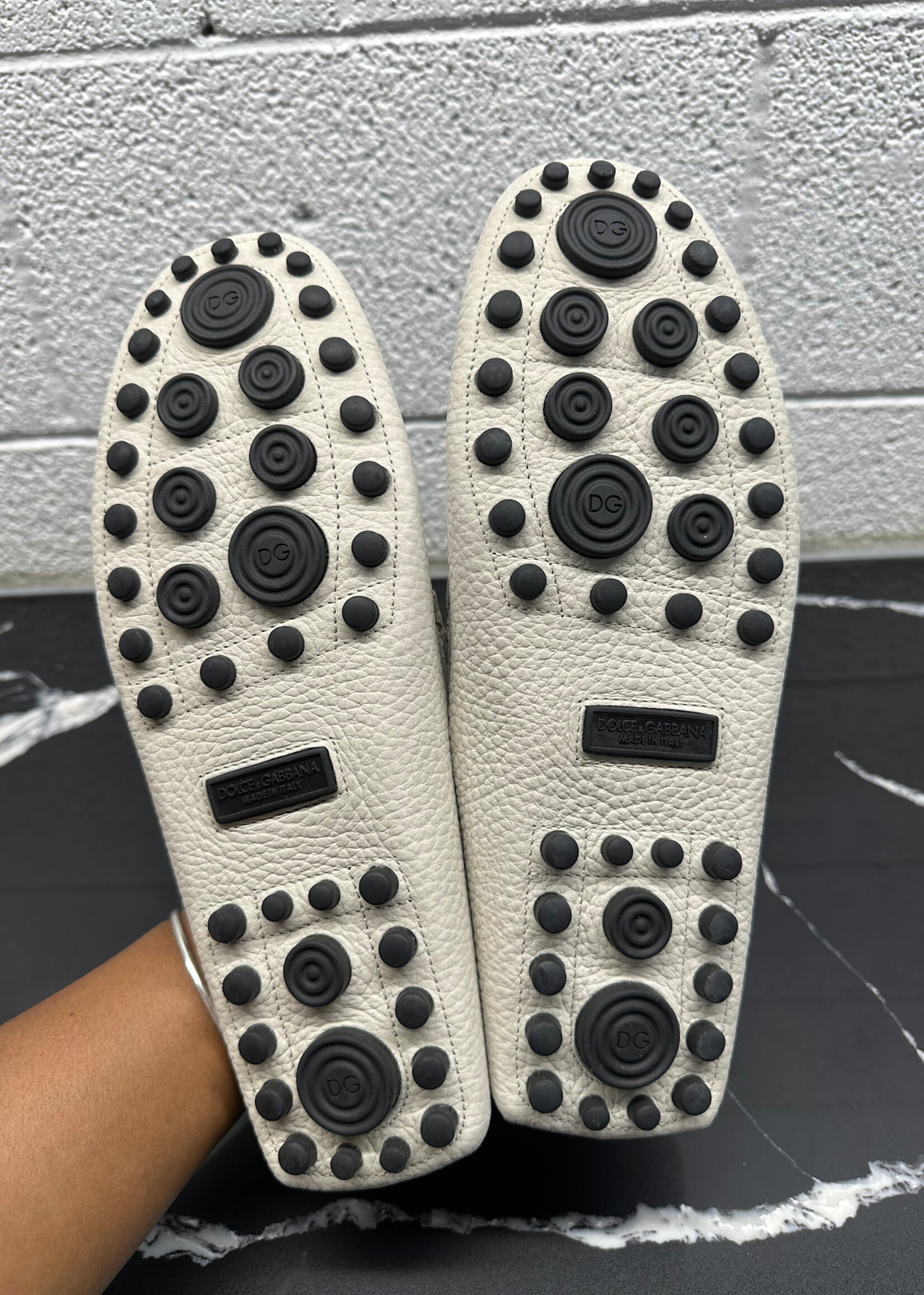 Dolce & Gabbana White Gray Loafer Masc 9