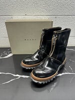 Marni Black Patent Ankle Leather Rain Boots 10