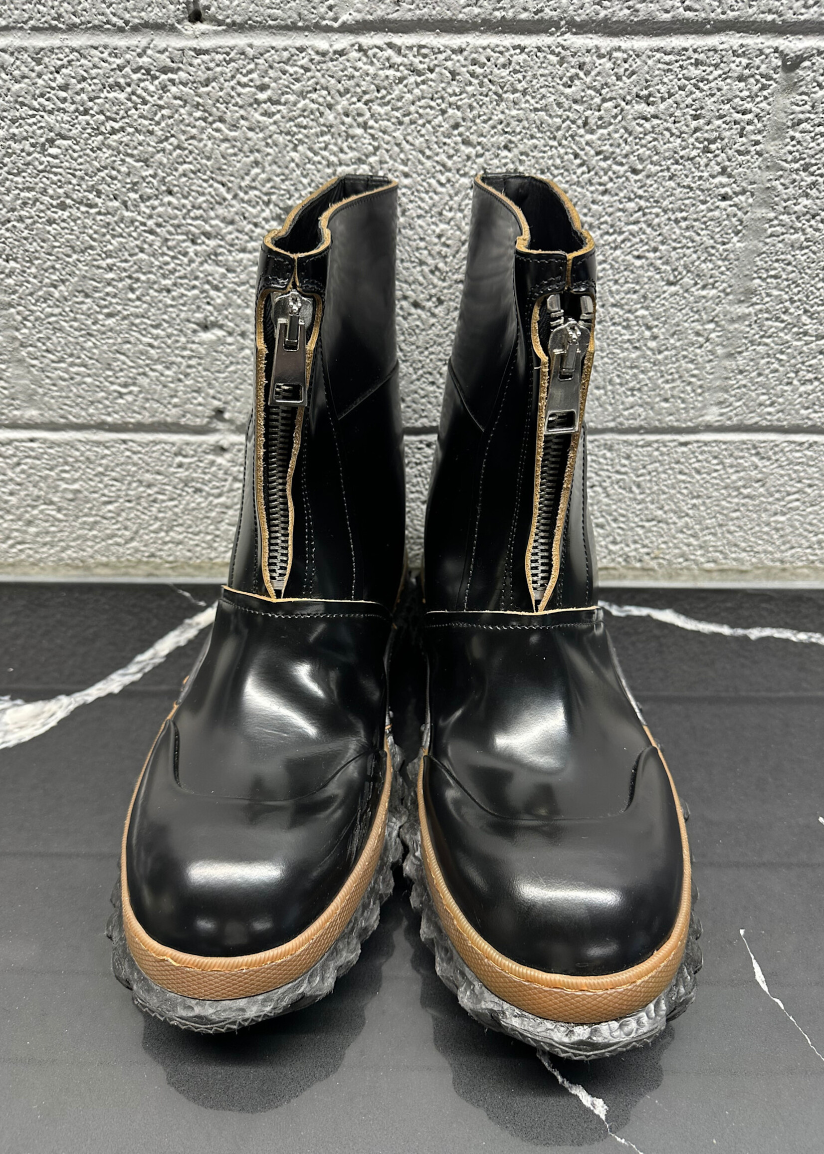 Marni Black Patent Ankle Leather Rain Boots 10