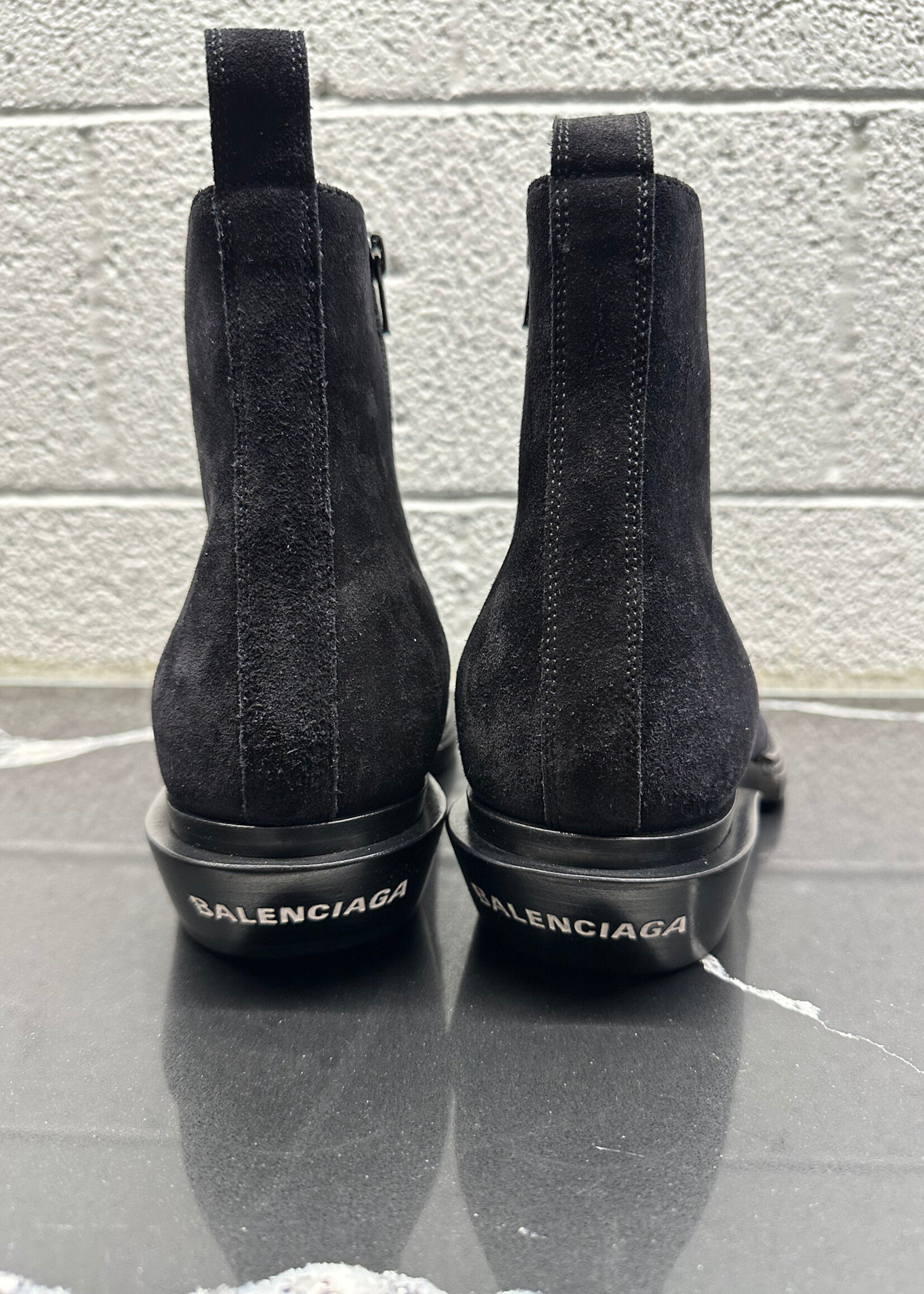 Balenciaga Santiag Black Suede Boots 10