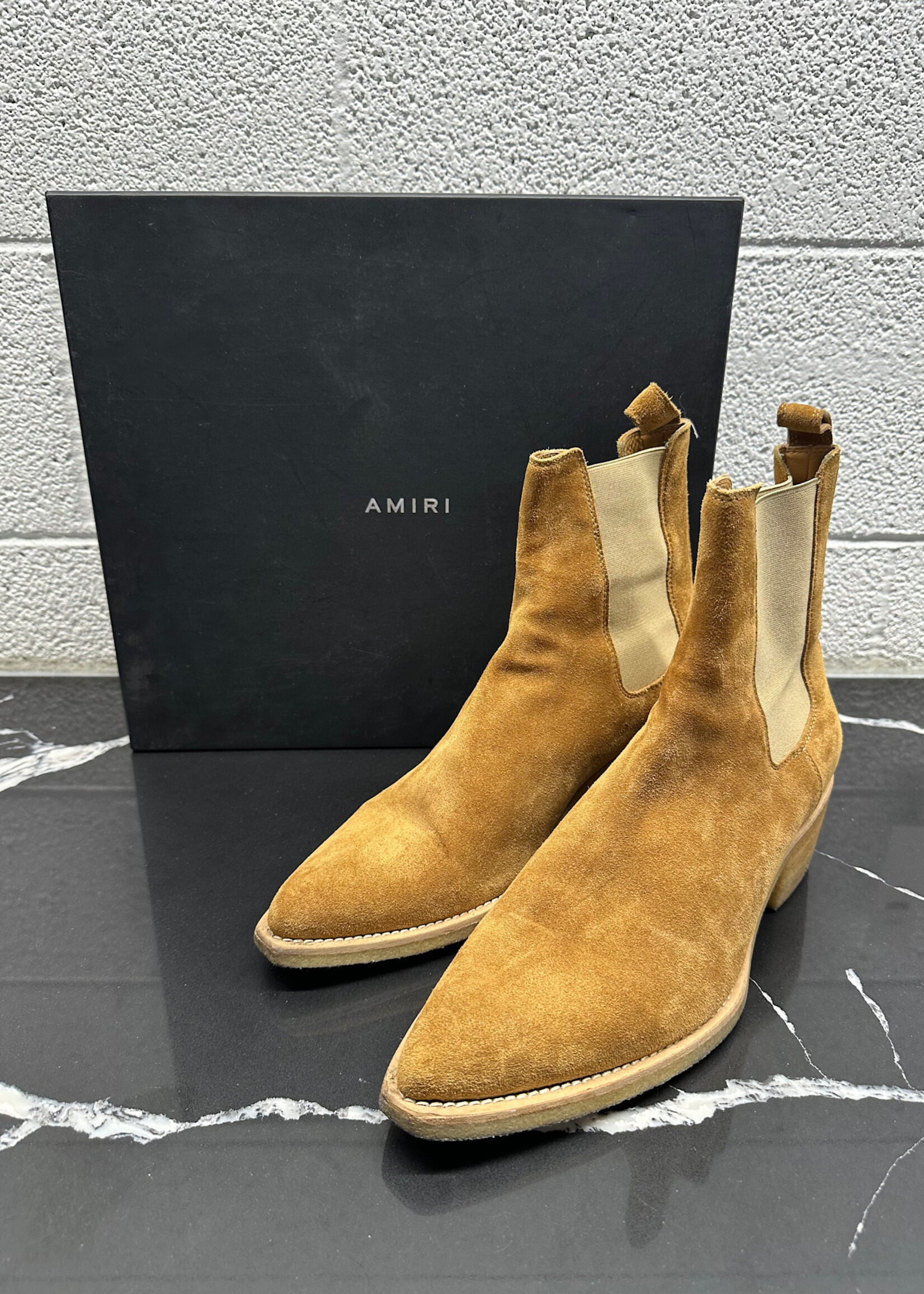 Amiri Light Brown Stretch Cowboy Style Ankle Boot 10