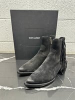 Saint Laurent Lukas Black Suede Fringe Boots 9.5