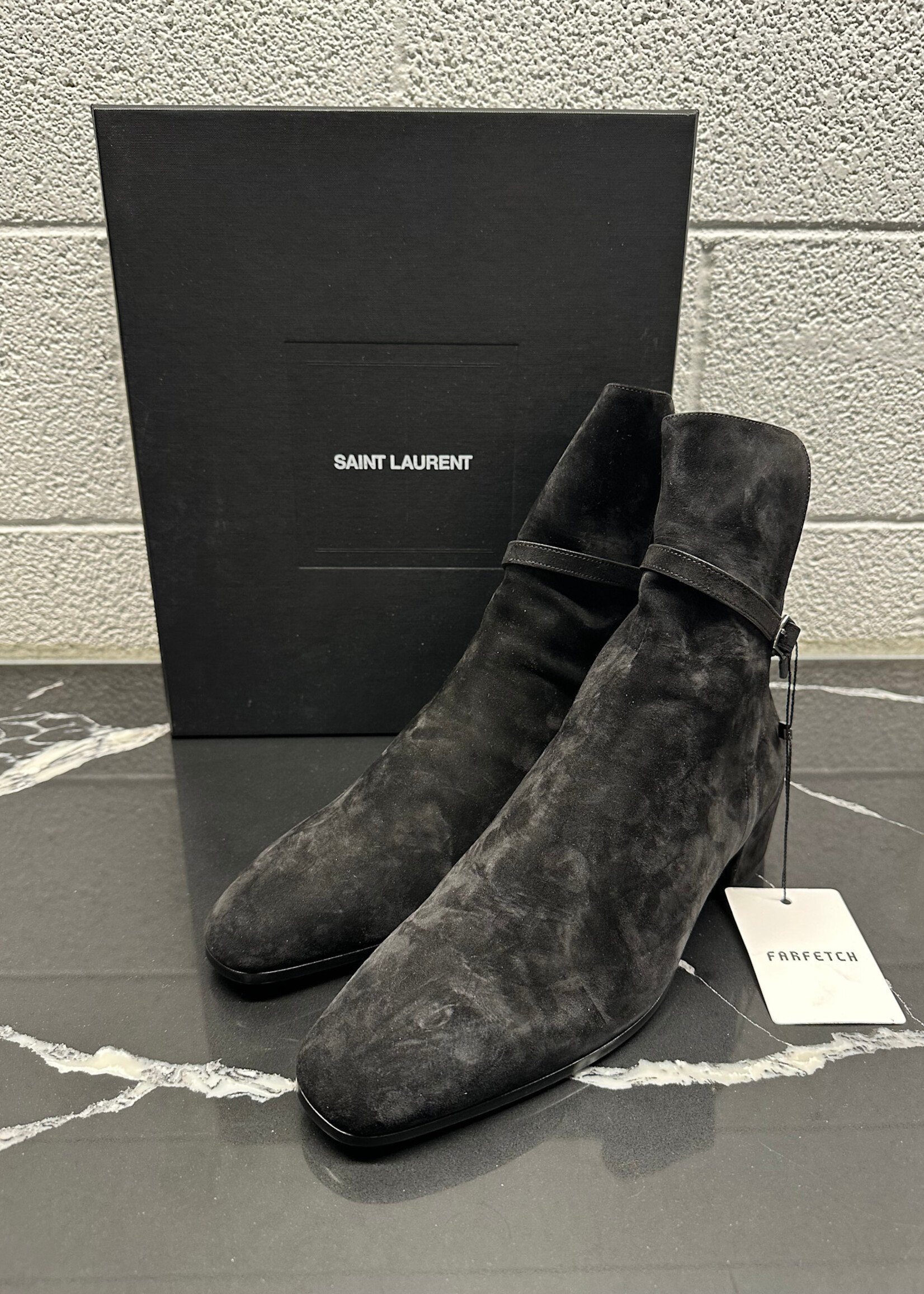 Saint Laurent Clementi 40 Black Strap Boots 10
