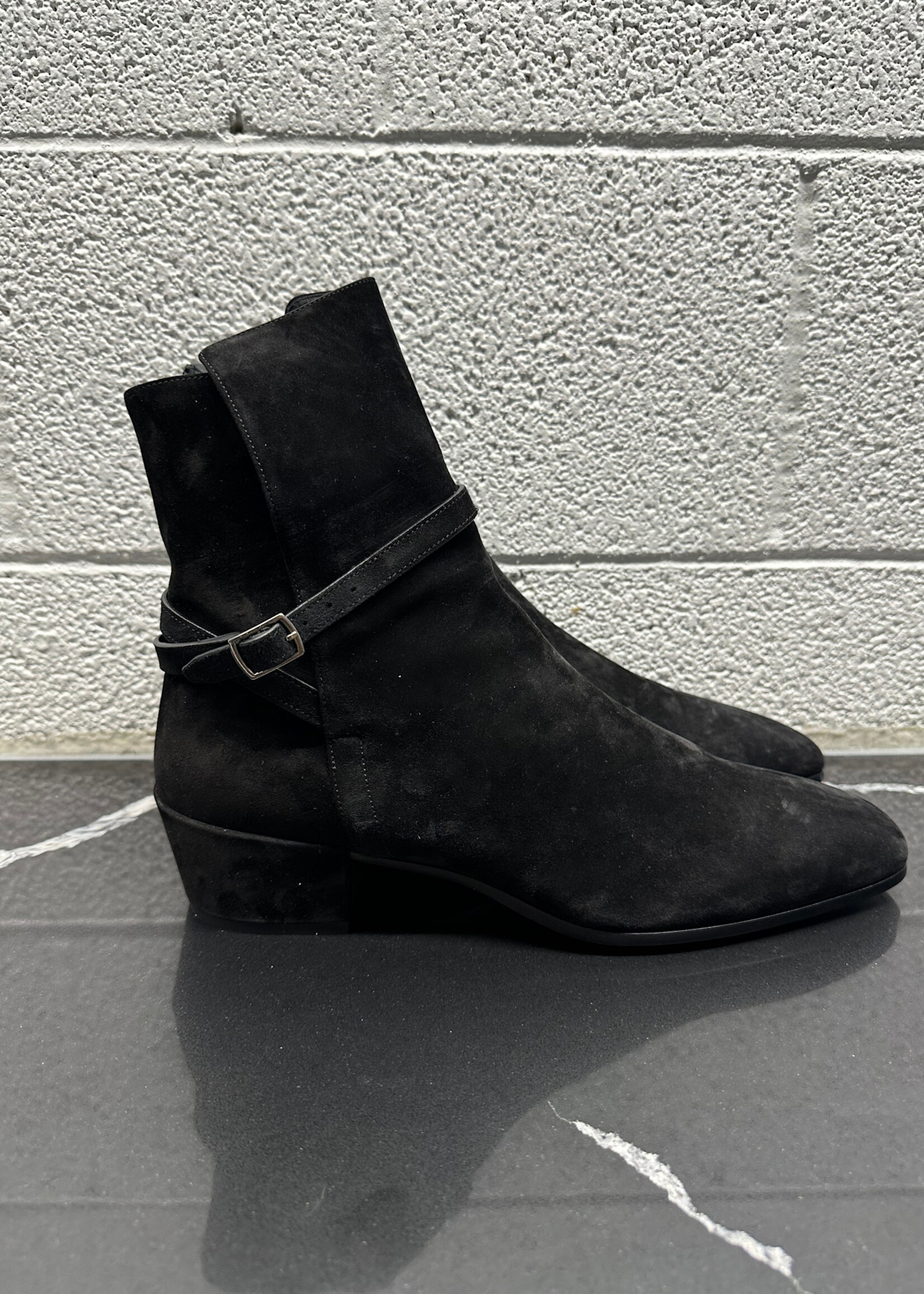 Saint Laurent Clementi 40 Black Strap Boots 10
