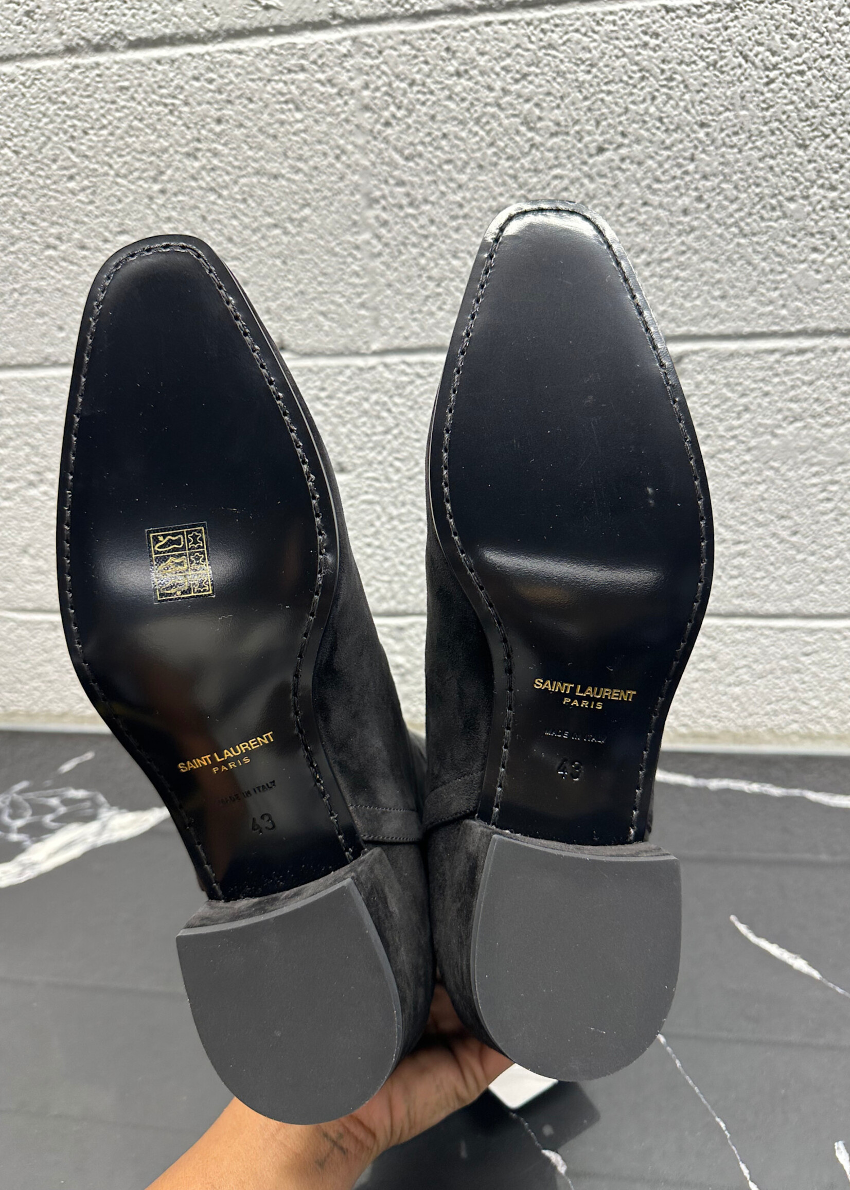 Saint Laurent Clementi 40 Black Strap Boots 10