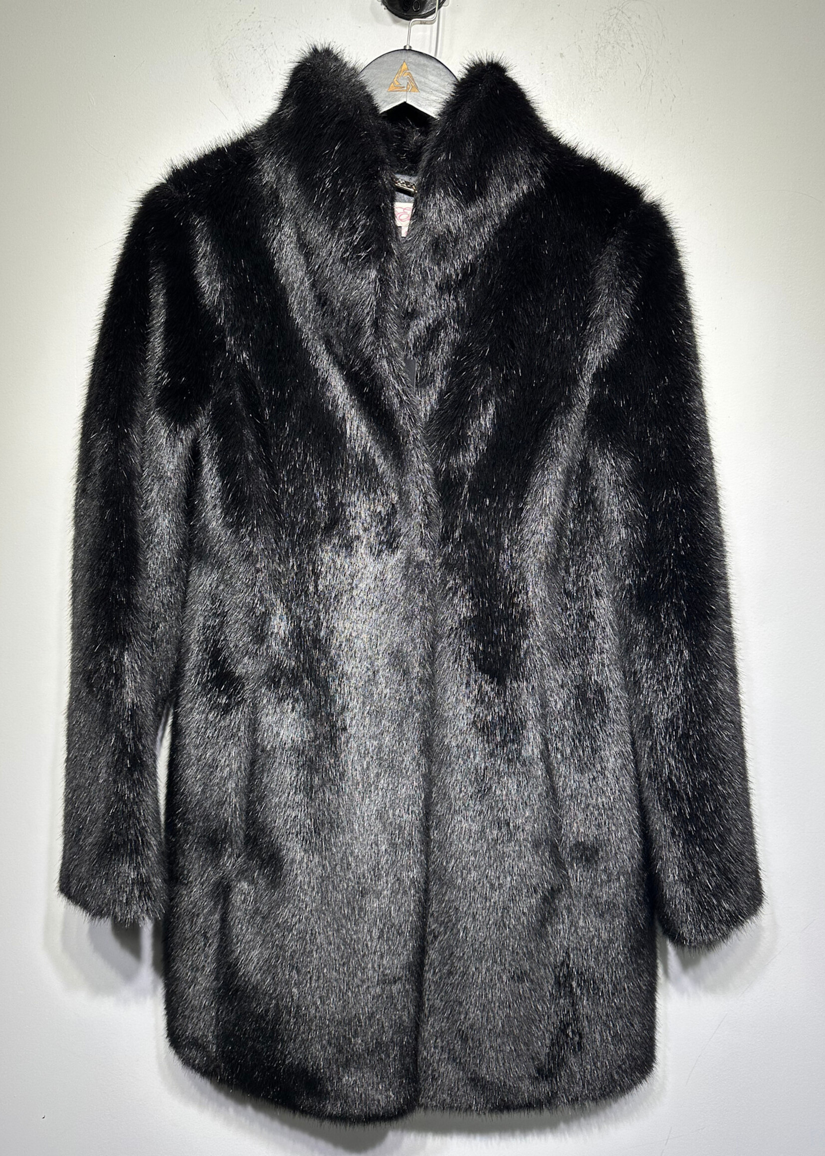 ELIZA J BLACK FUR COAT S