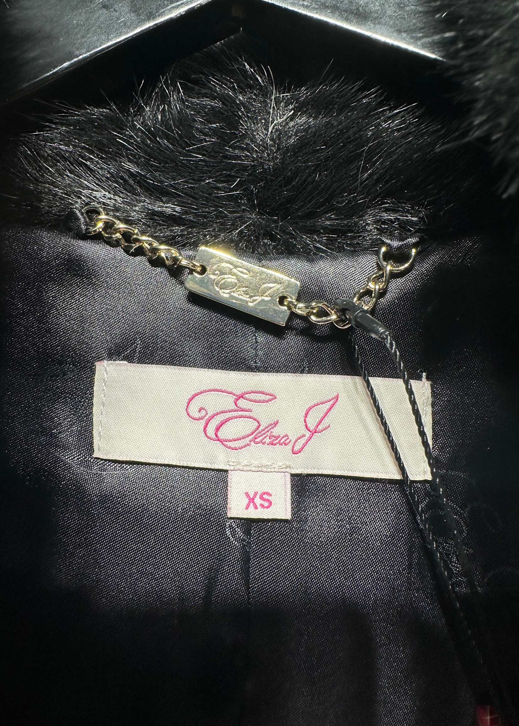 ELIZA J BLACK FUR COAT S