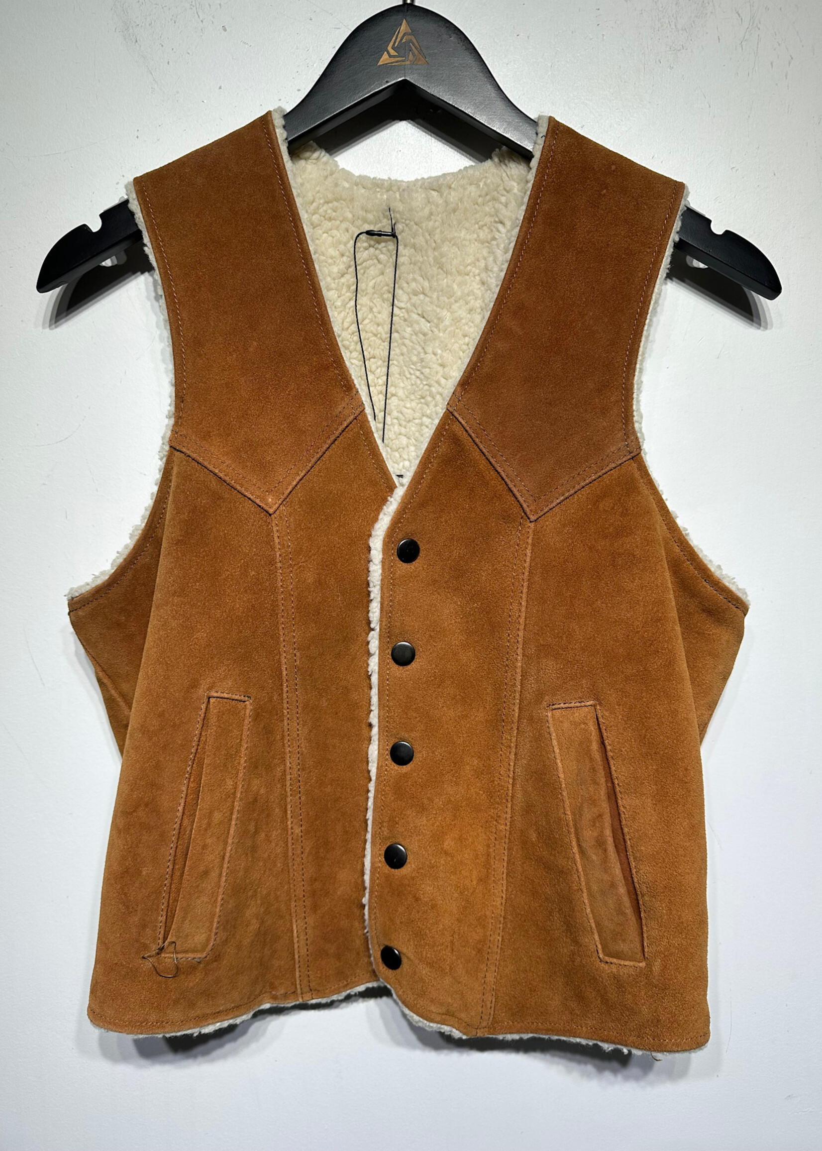 No Label Tan Suede Sherpa Lined Vest S