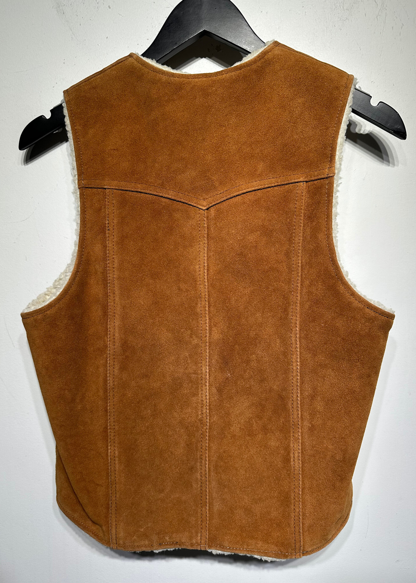 No Label Tan Suede Sherpa Lined Vest S