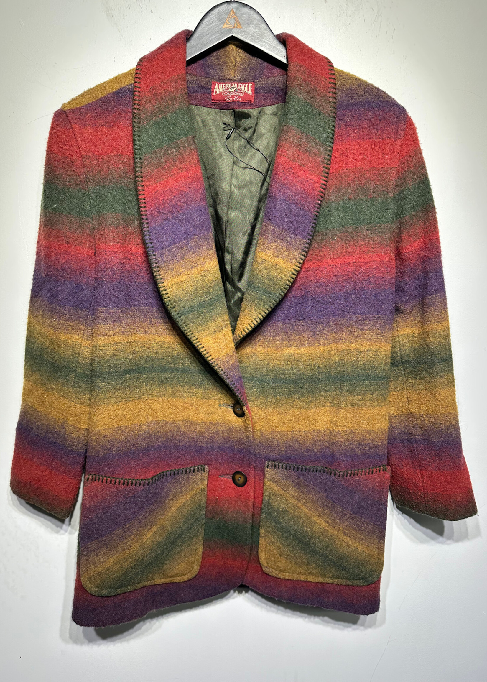 American Eagle Wool Plaid Trench Coat M