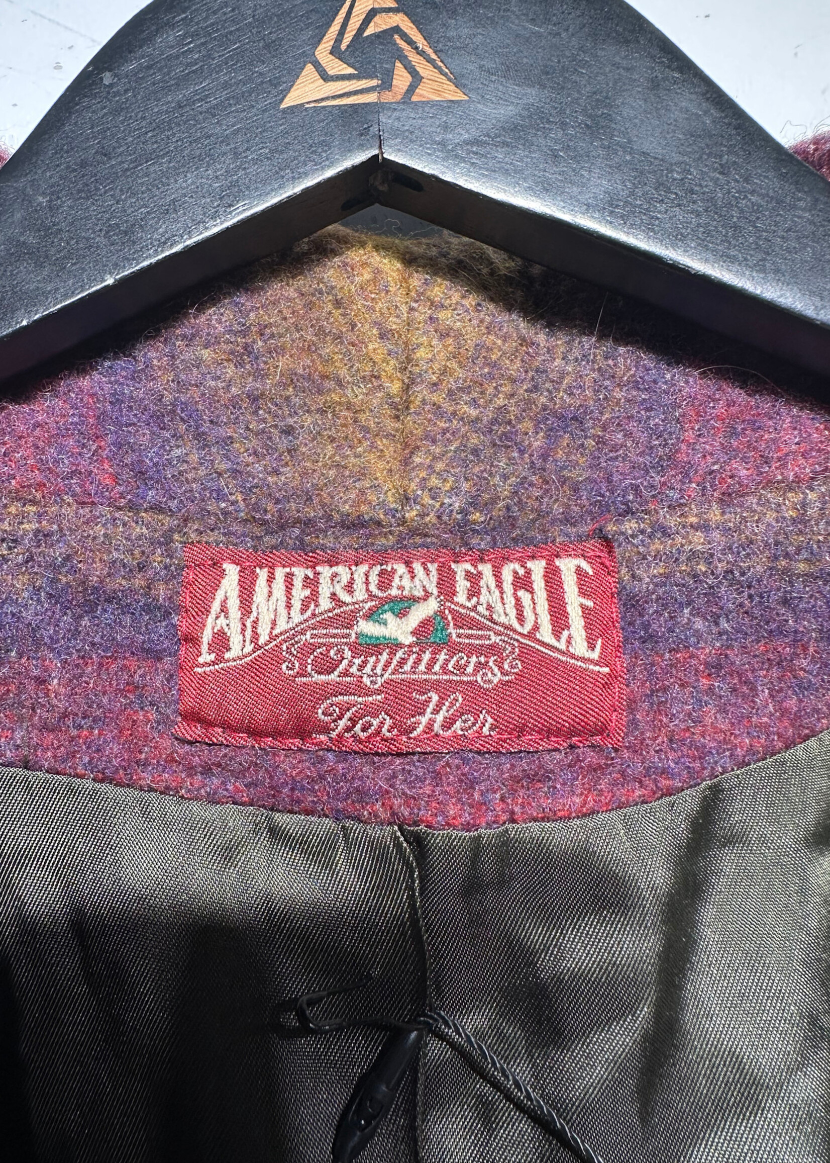 American Eagle Wool Plaid Trench Coat M