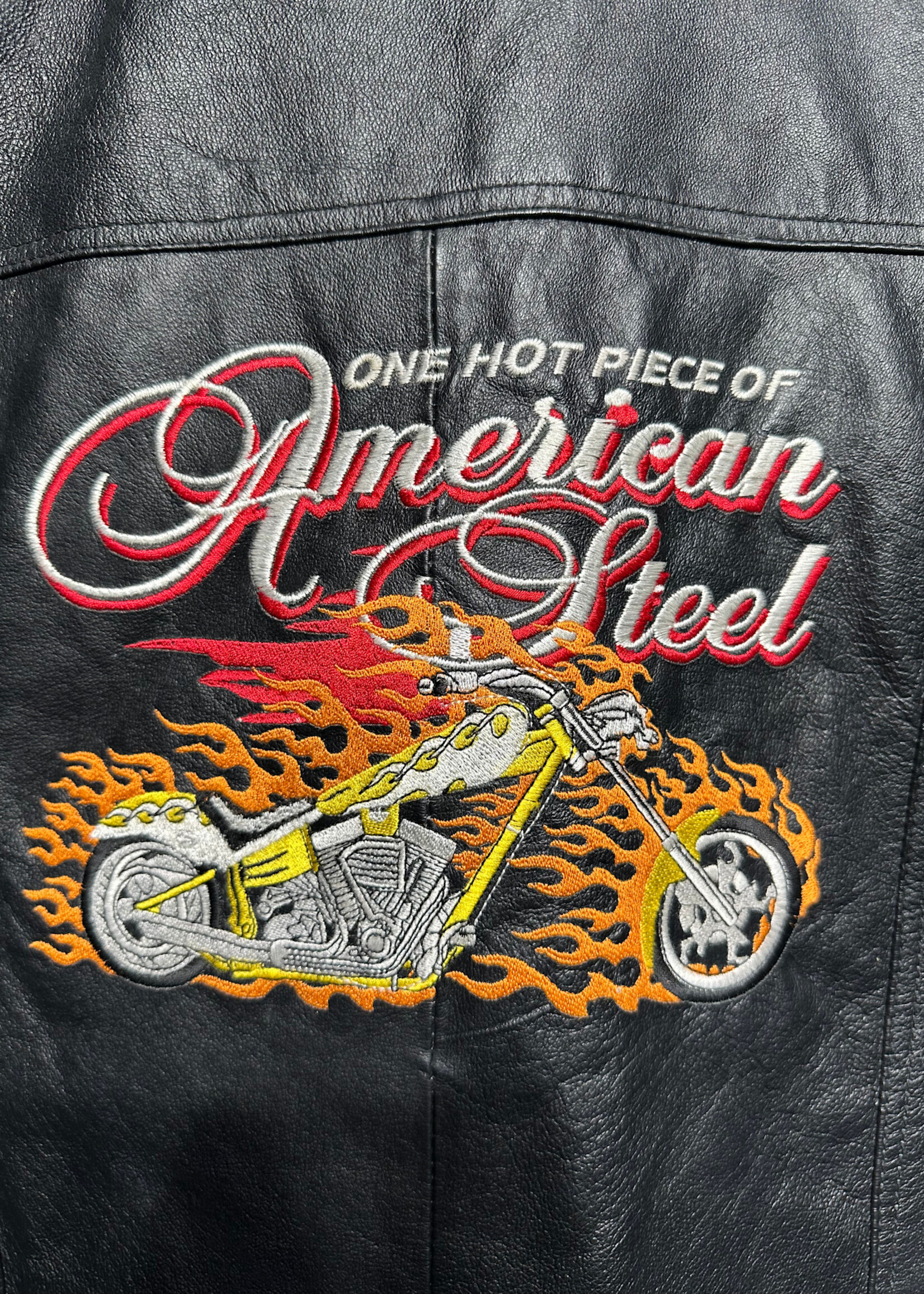 USA LEATHER AMERICAN STEEL LEATHER VEST L