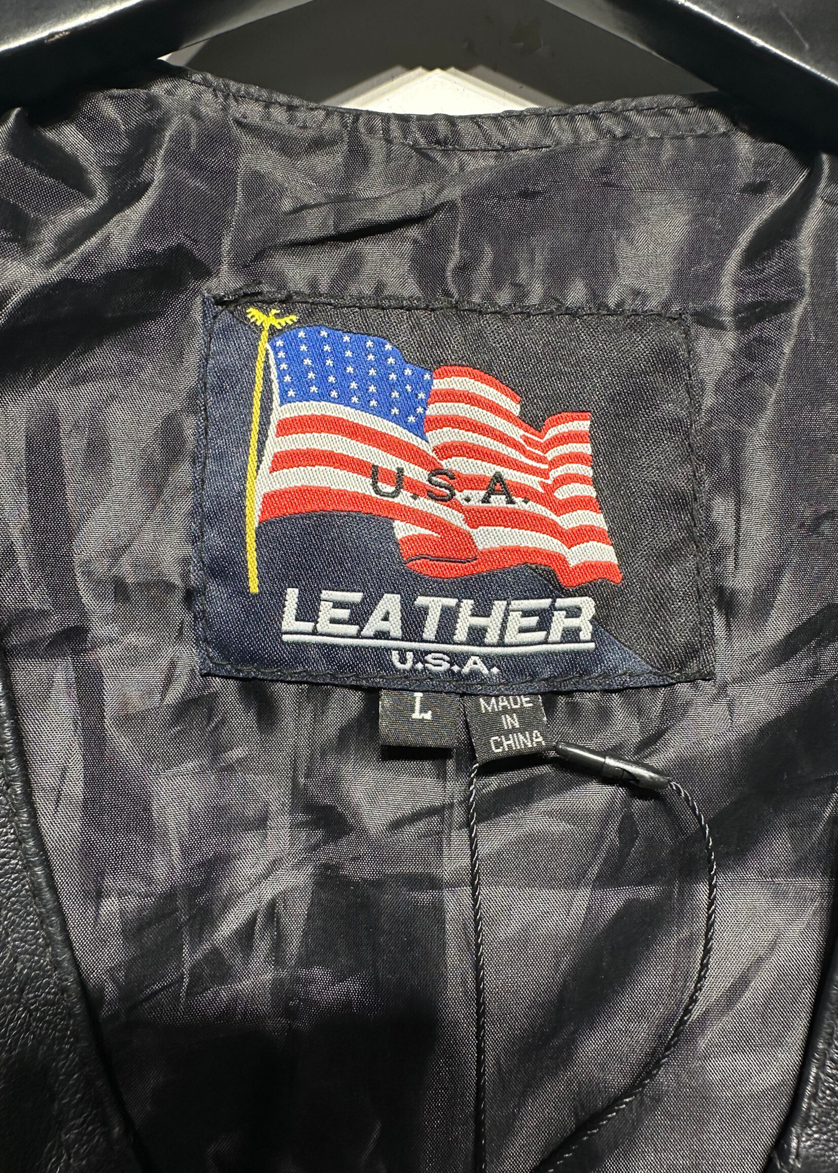 USA LEATHER AMERICAN STEEL LEATHER VEST L