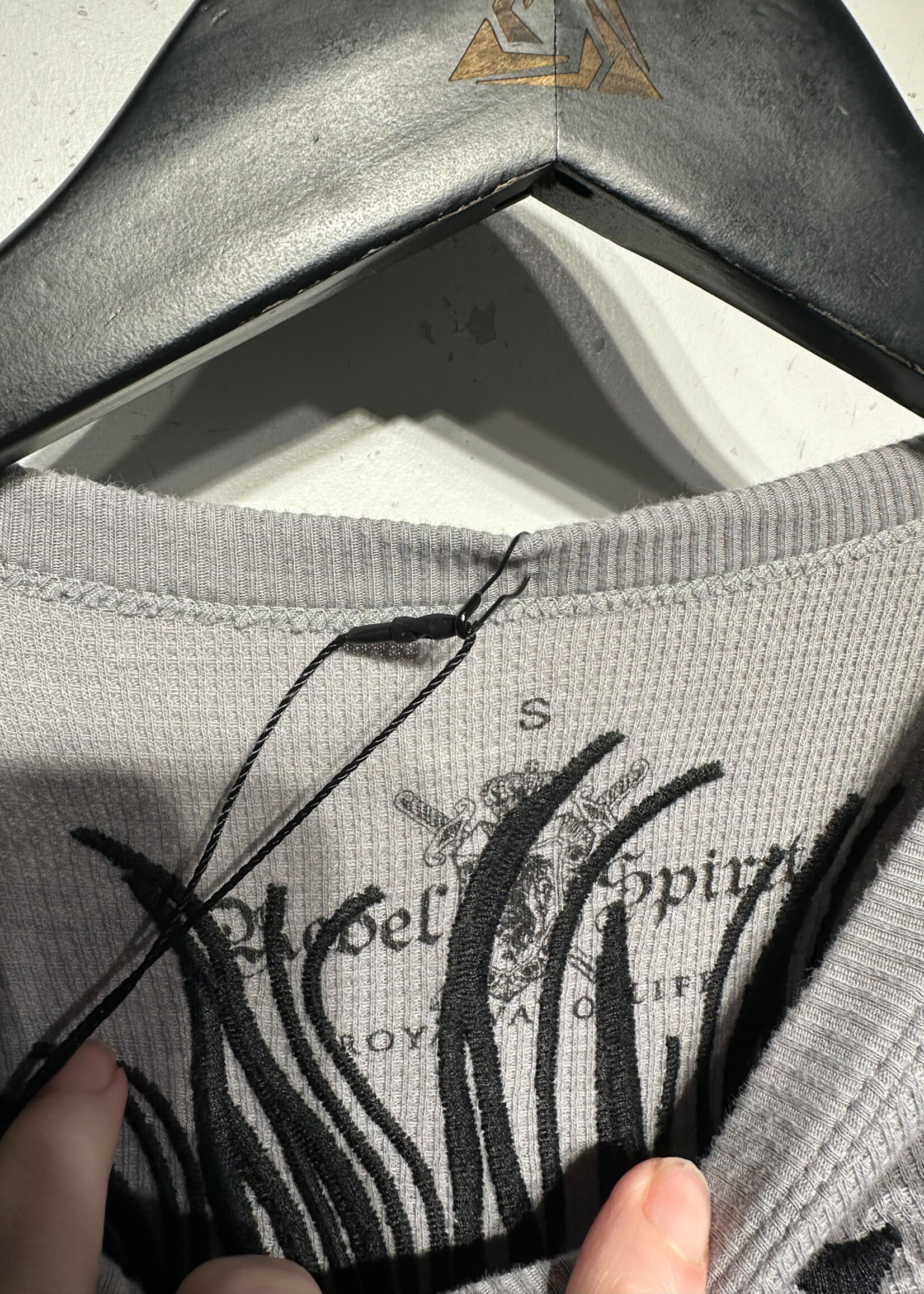 Rebel Spirit Grey Y2k Ebriodered L/S Macs S