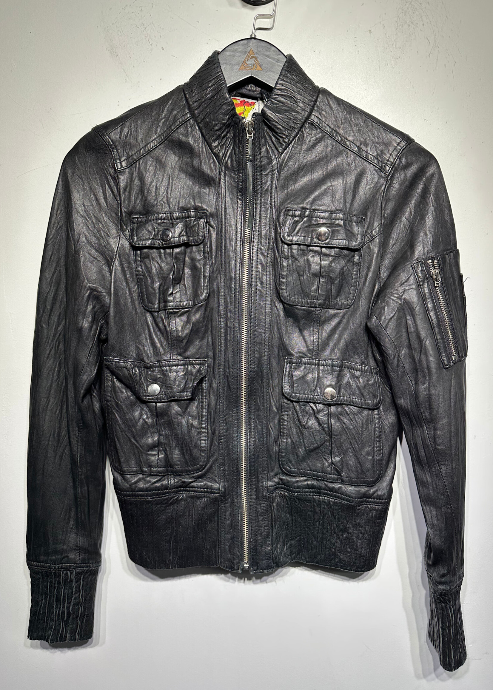 Kenna T Y2k Black Leather Jacket S