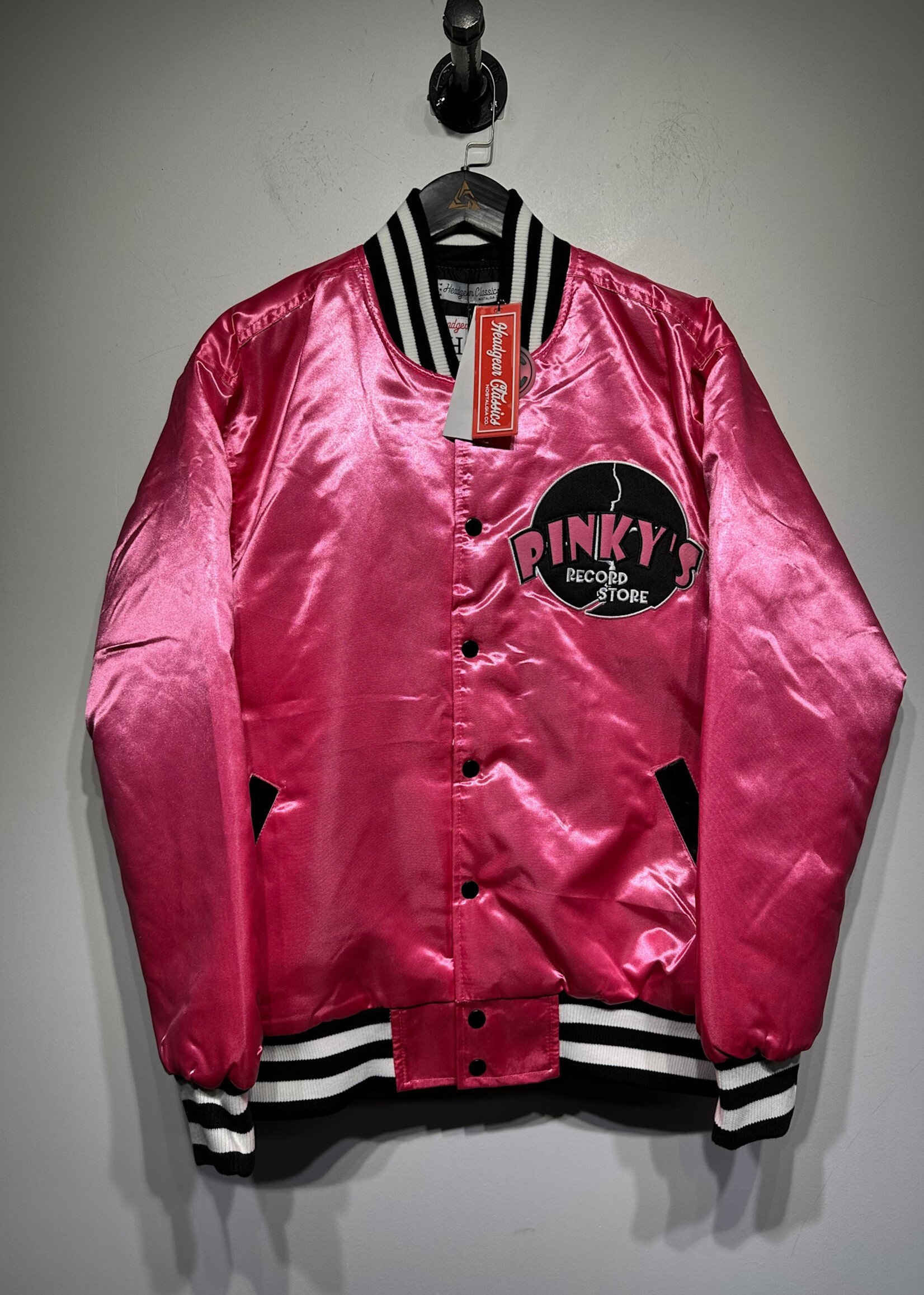 NWT Pinky's Record Store Pink Satin Jacket Masc L