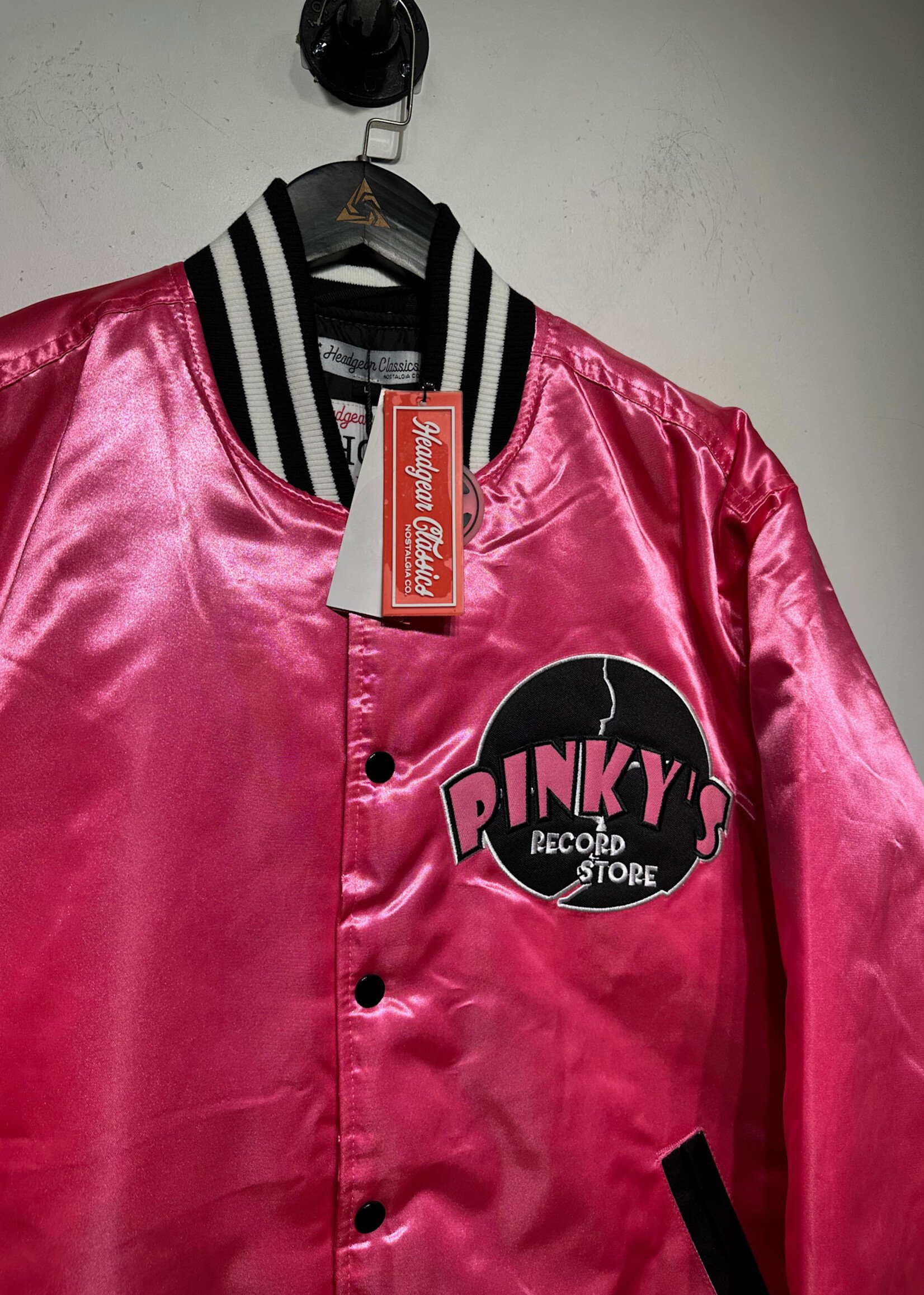 NWT Pinky's Record Store Pink Satin Jacket Masc L