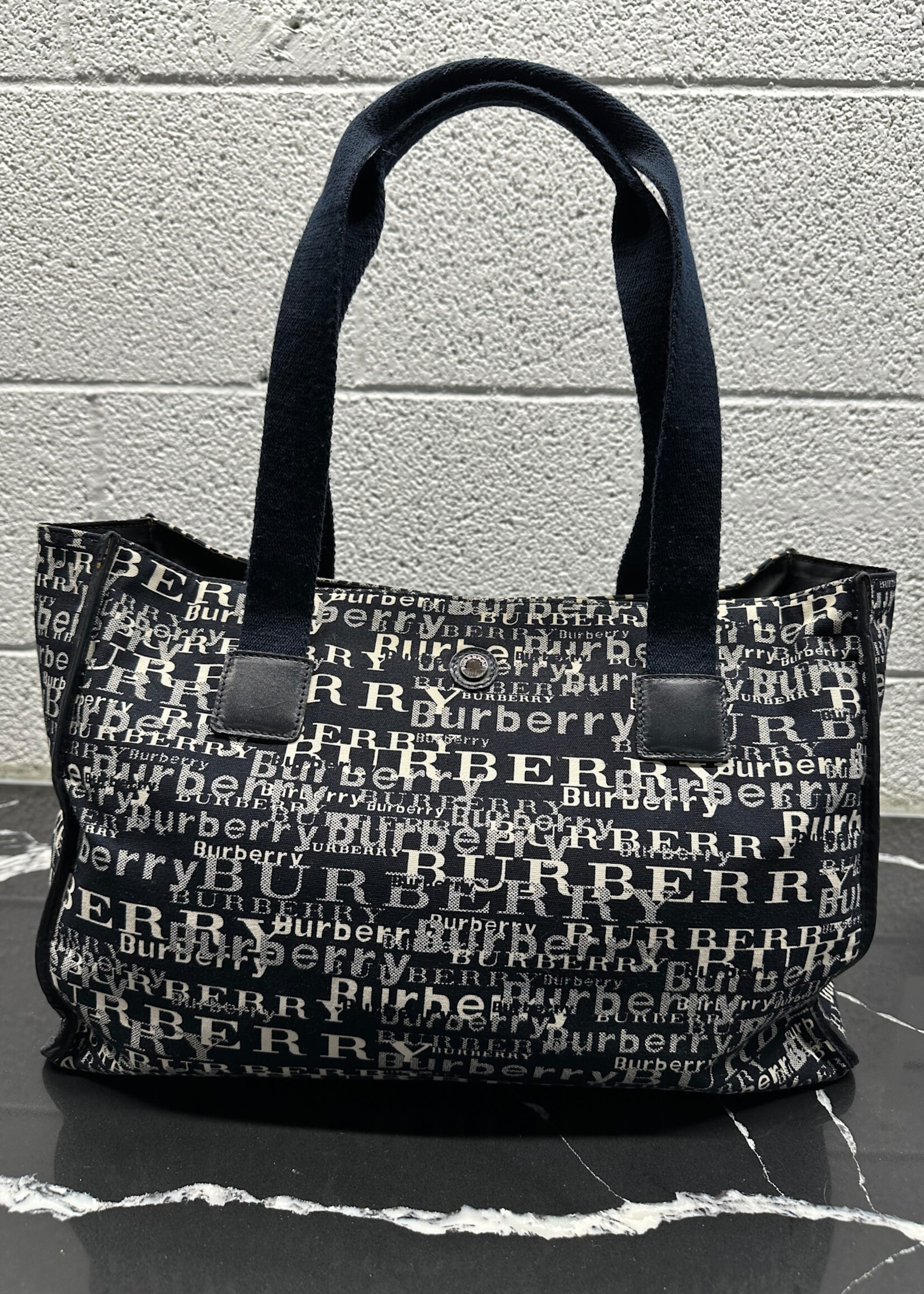 Burberry Logo Print Canvas Tote