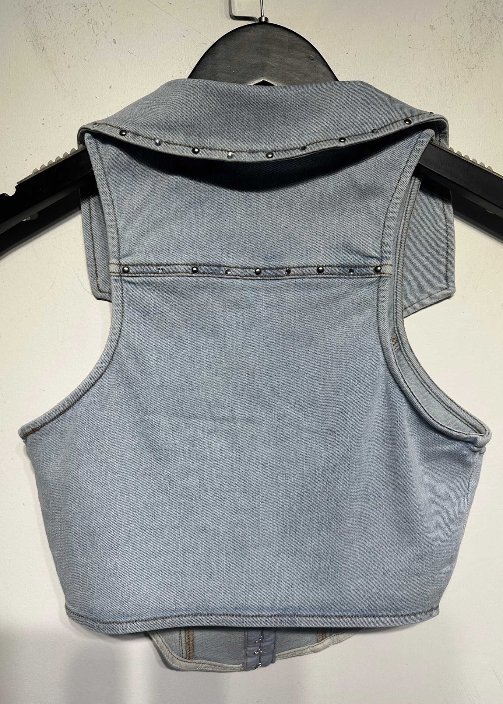 I Am Gia Light Denim Studded Vest S