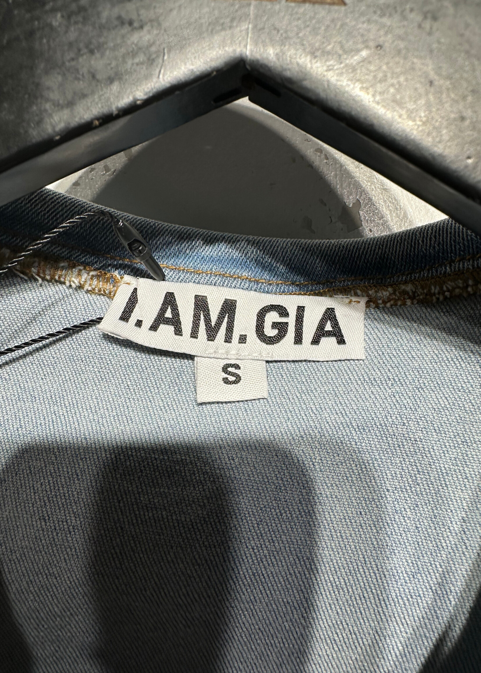 I Am Gia Light Denim Studded Vest S