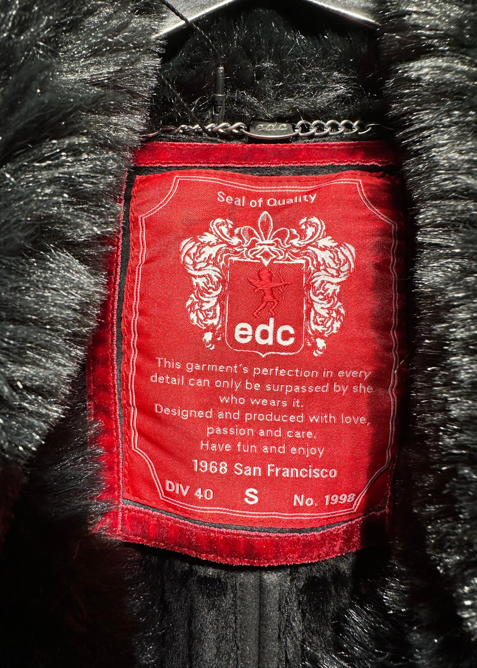 EDC Black Faux Fur Jacket Fem S