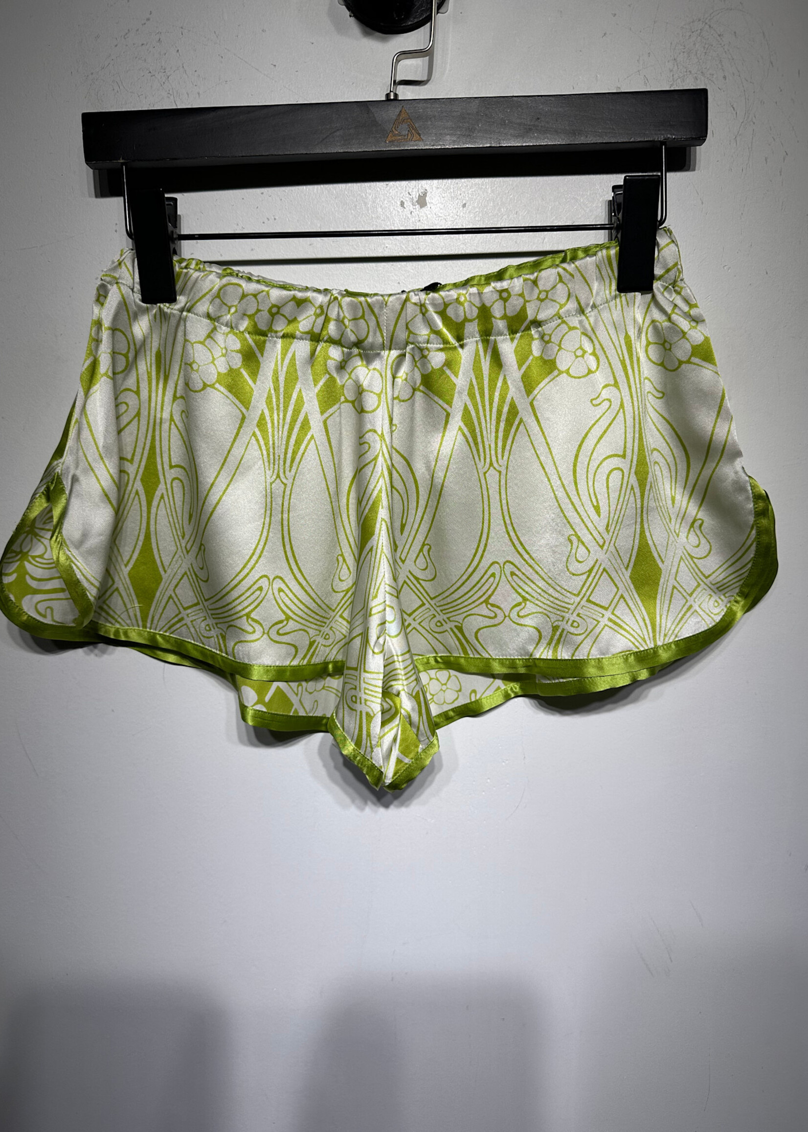 Liberty of London Green White Silk Shorts 25